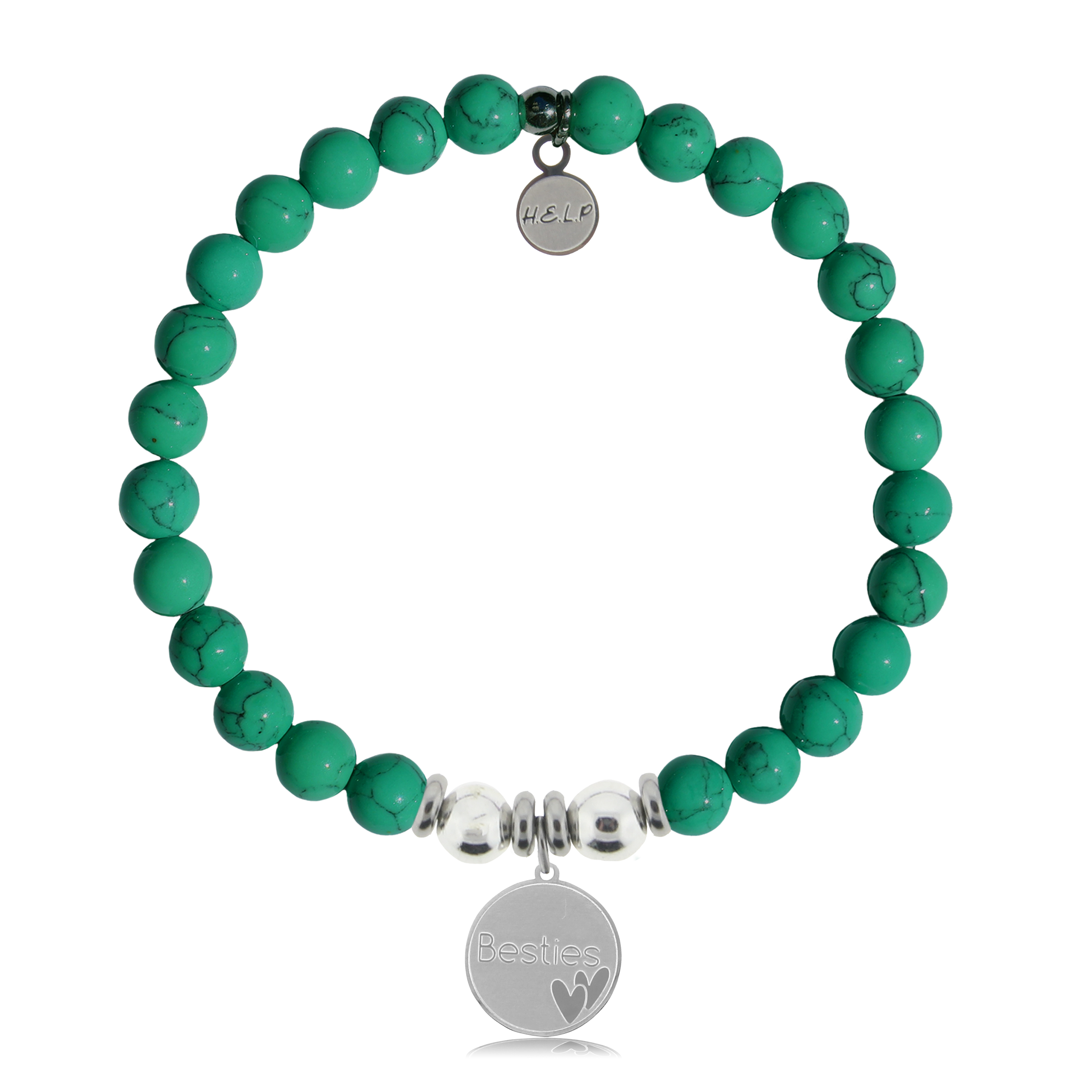 Besties Charm with Green Howlite Charity Bracelet