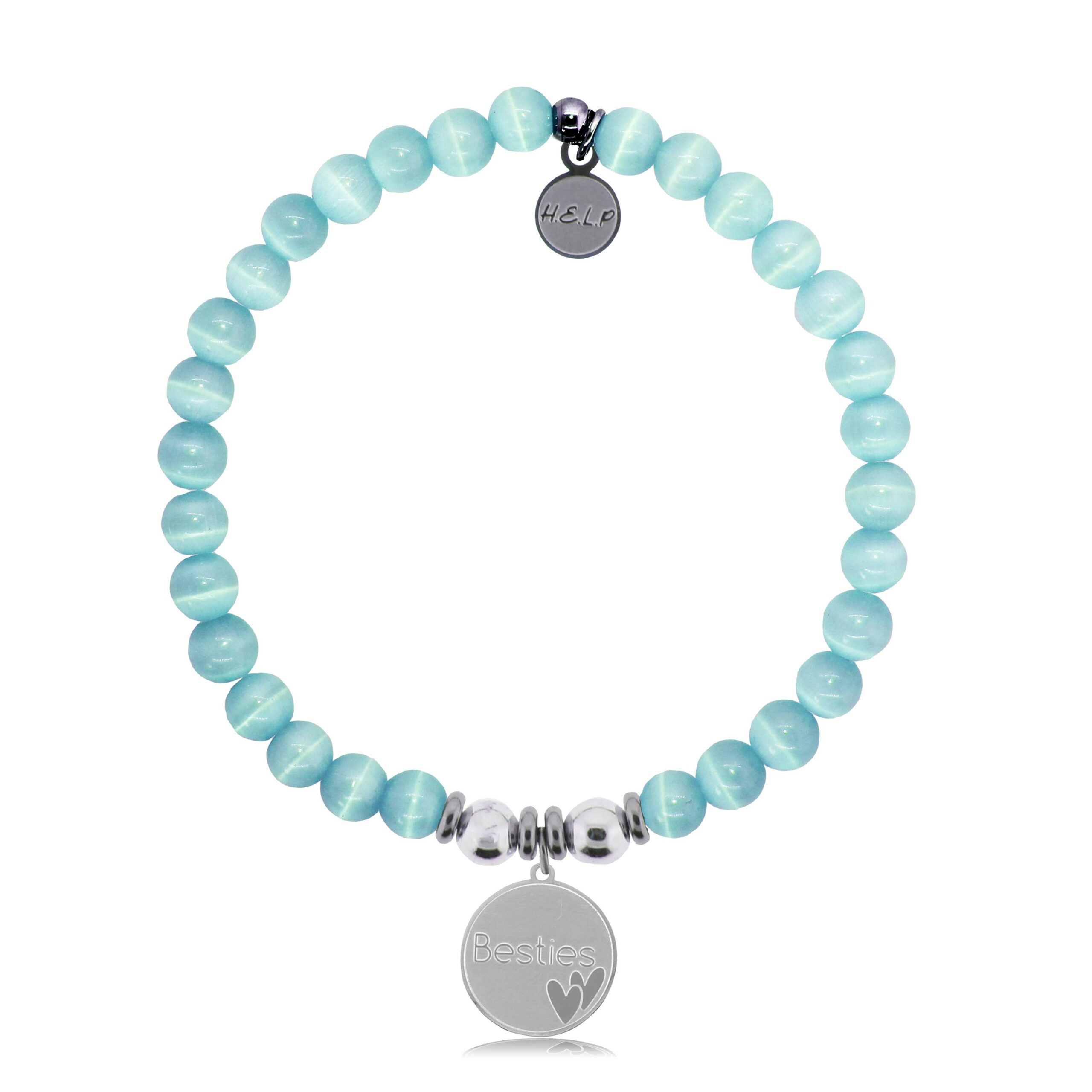 Besties Charm with Aqua Cats Eye Charity Bracelet