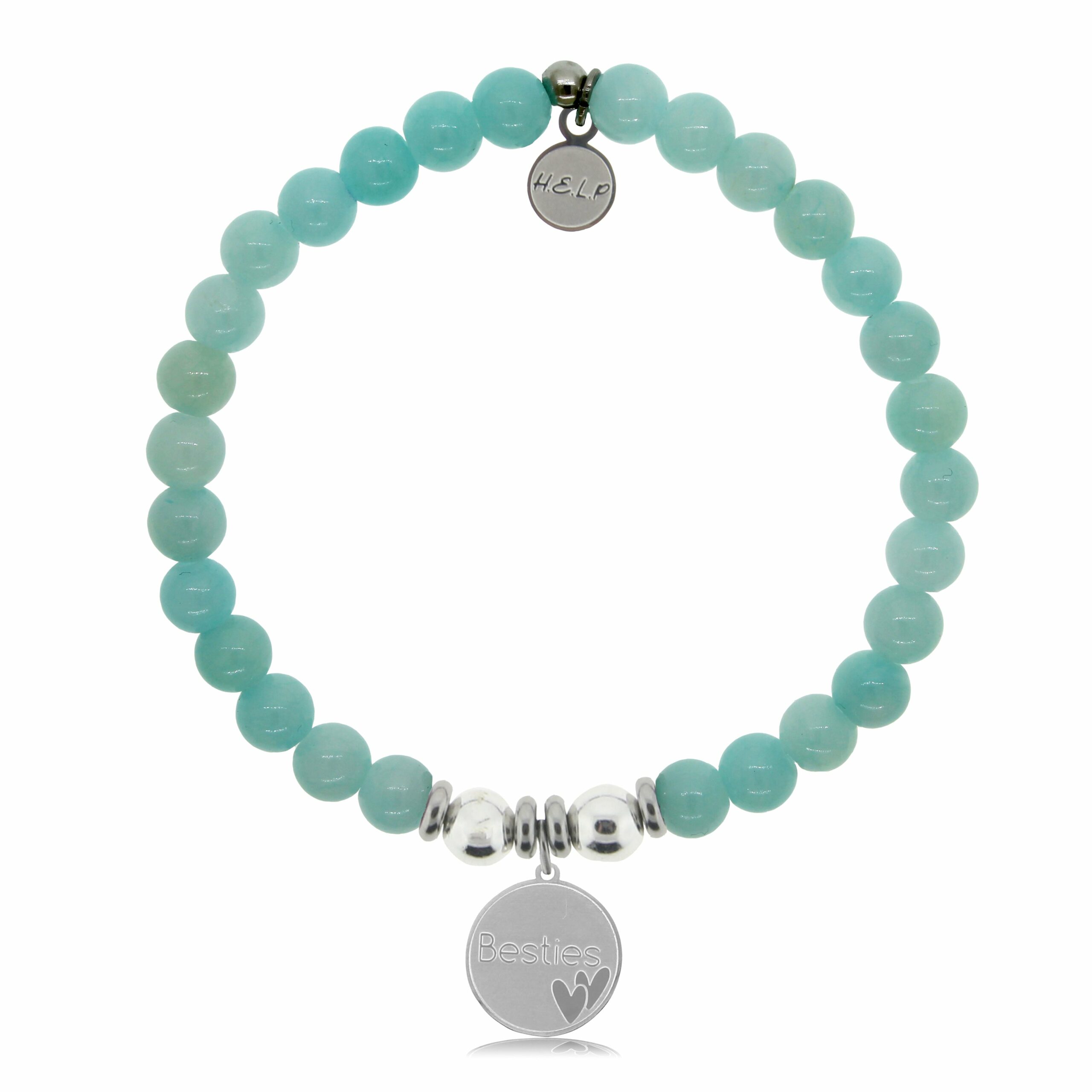 Besties Charm with Baby Blue Quartz Charity Bracelet