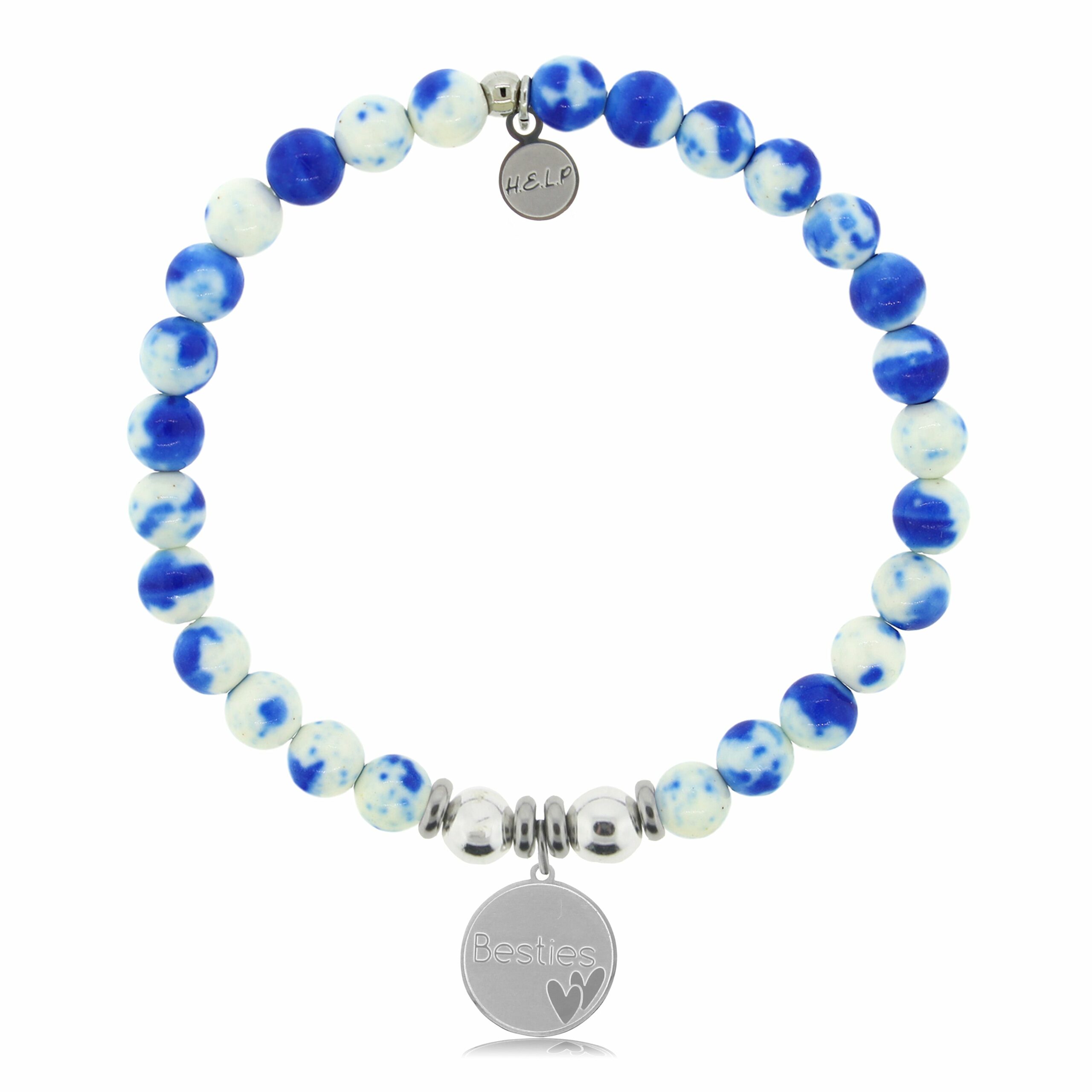 Besties Charm with Blue and White Jade Charity Bracelet