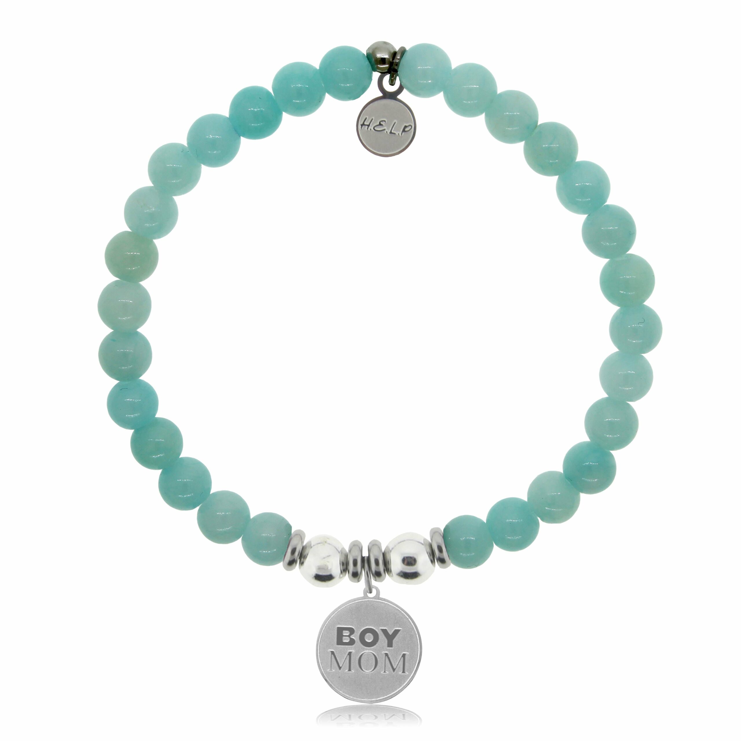 Boy Mom Charm with Baby Blue Quartz Charity Bracelet