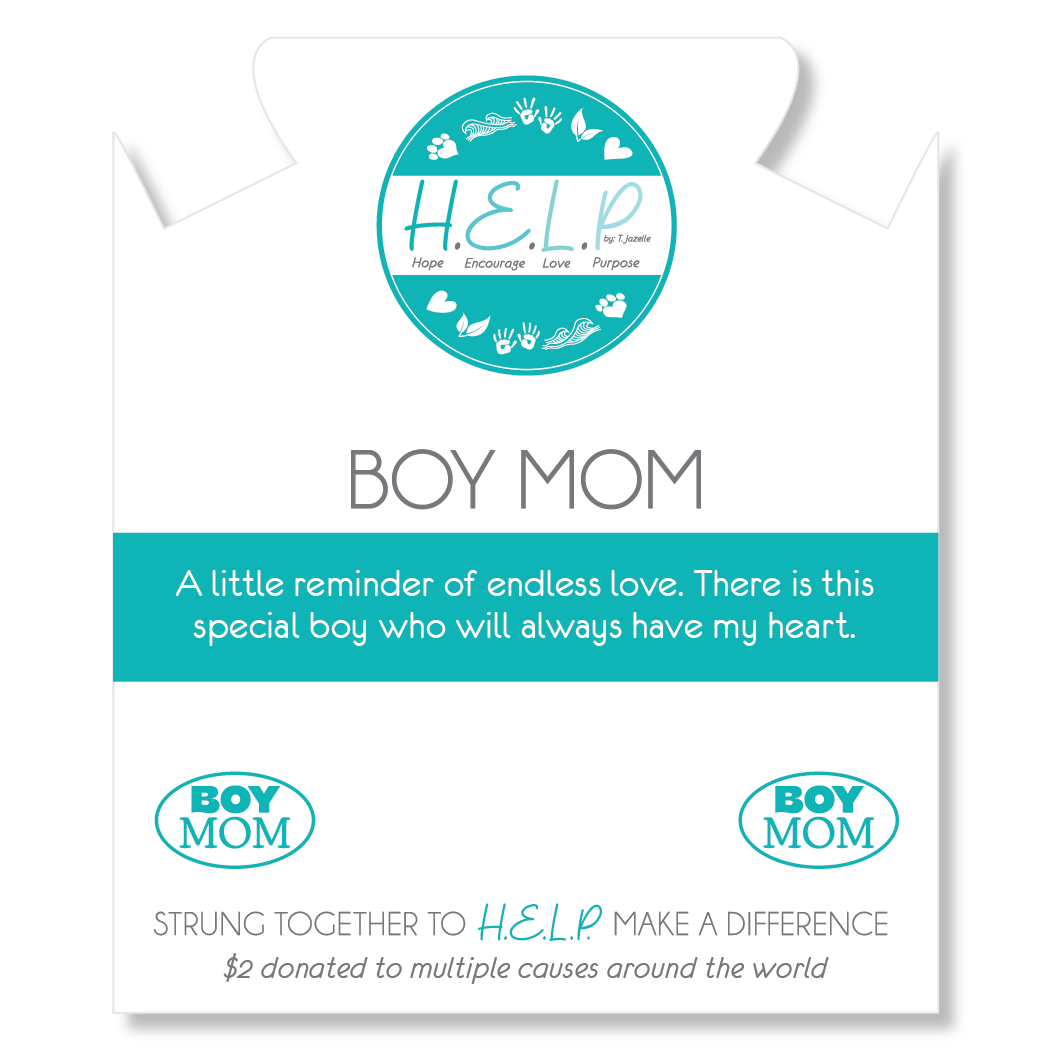 Boy Mom Charm with Blue Selenite Charity Bracelet