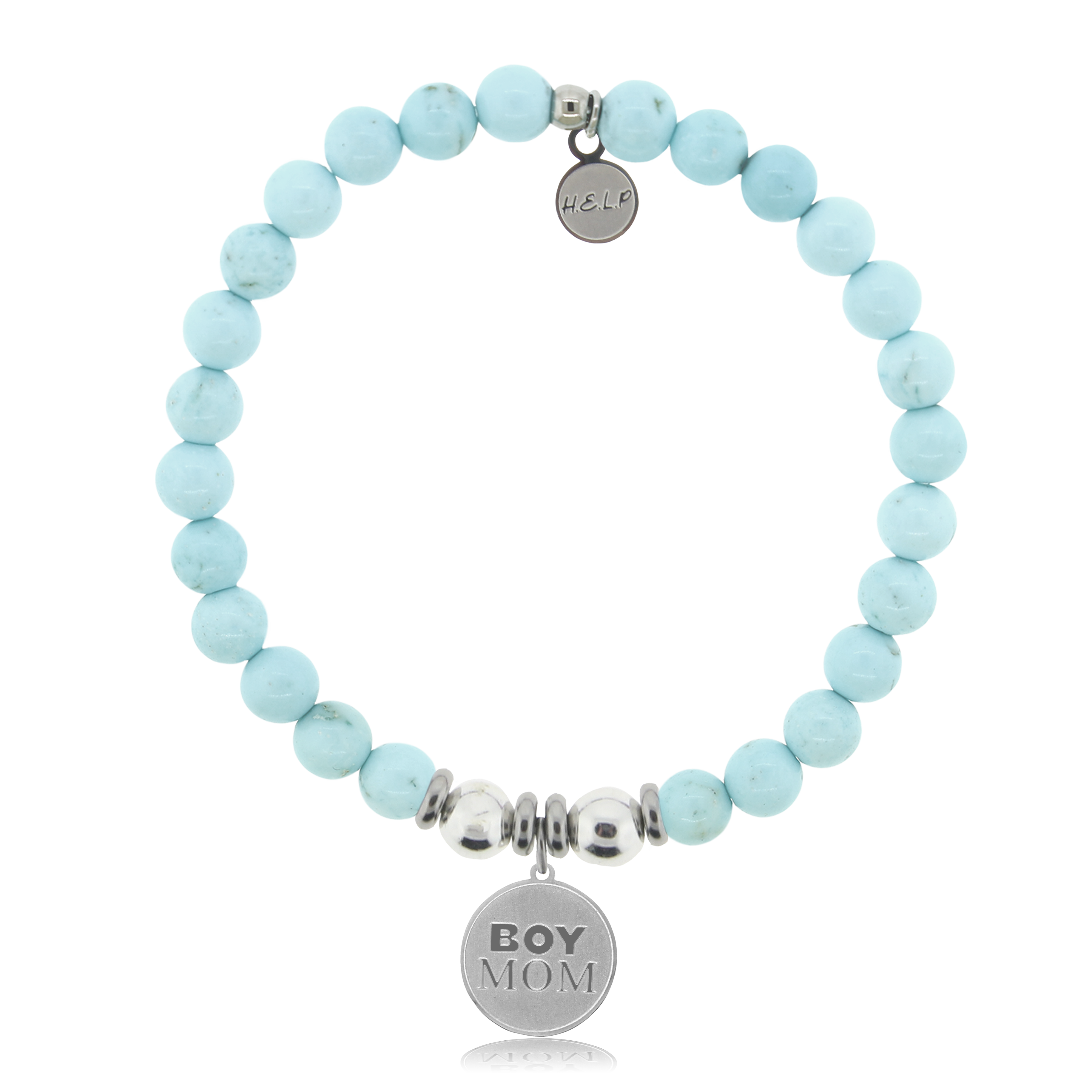 Boy Mom Charm with Larimar Magnesite Charity Bracelet