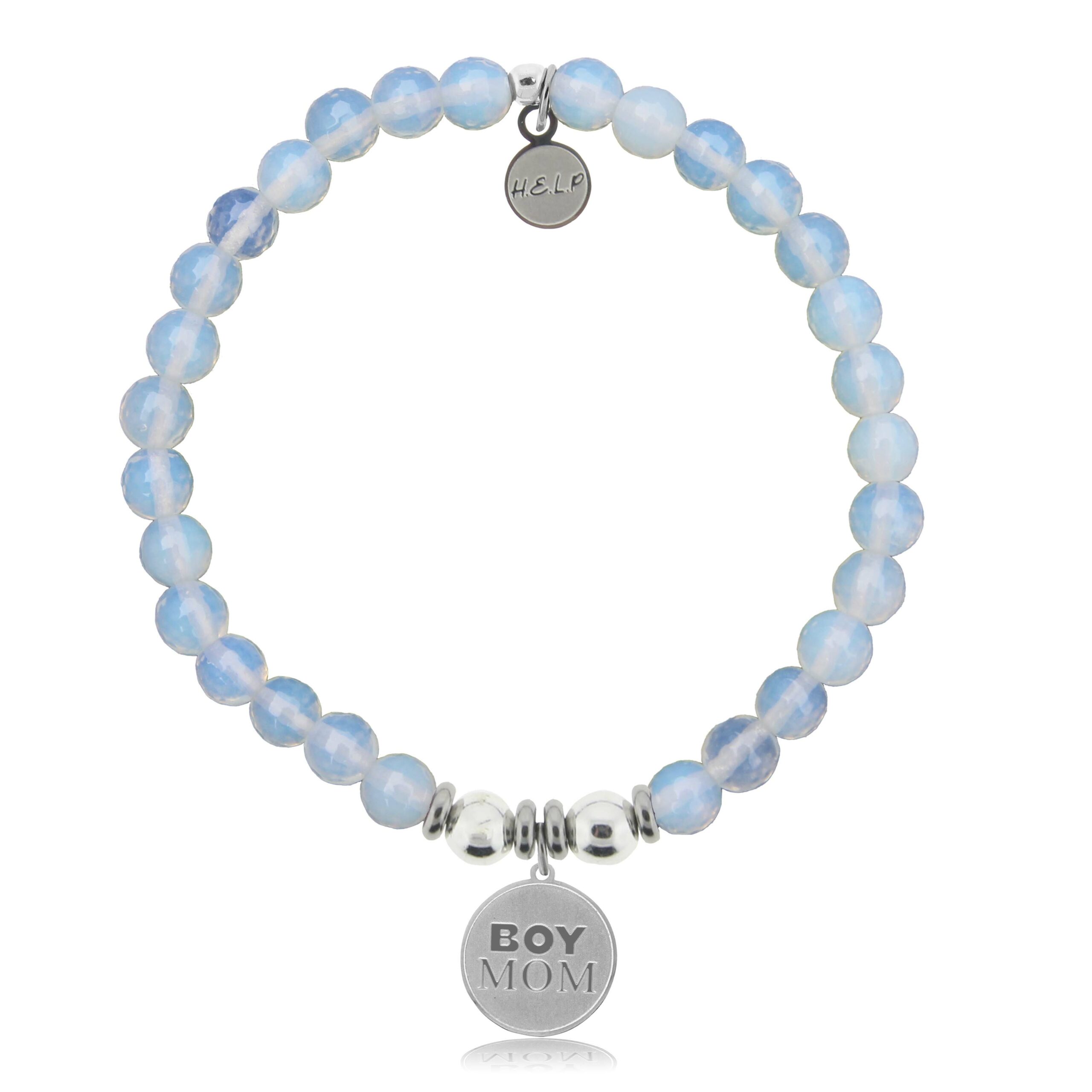 Boy Mom Charm with Opalite Charity Bracelet