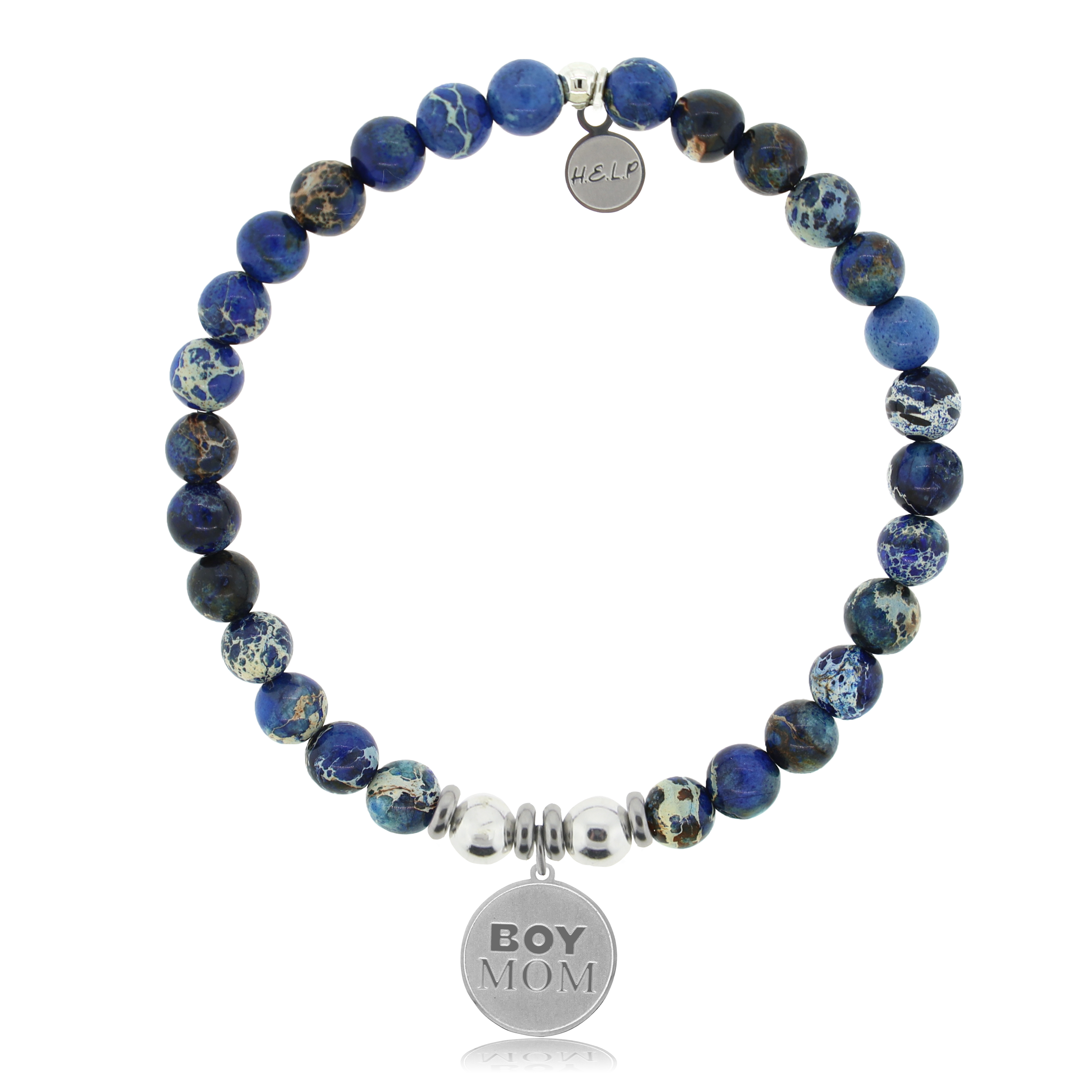 Boy Mom Charm with Royal Blue Jasper Charity Bracelet