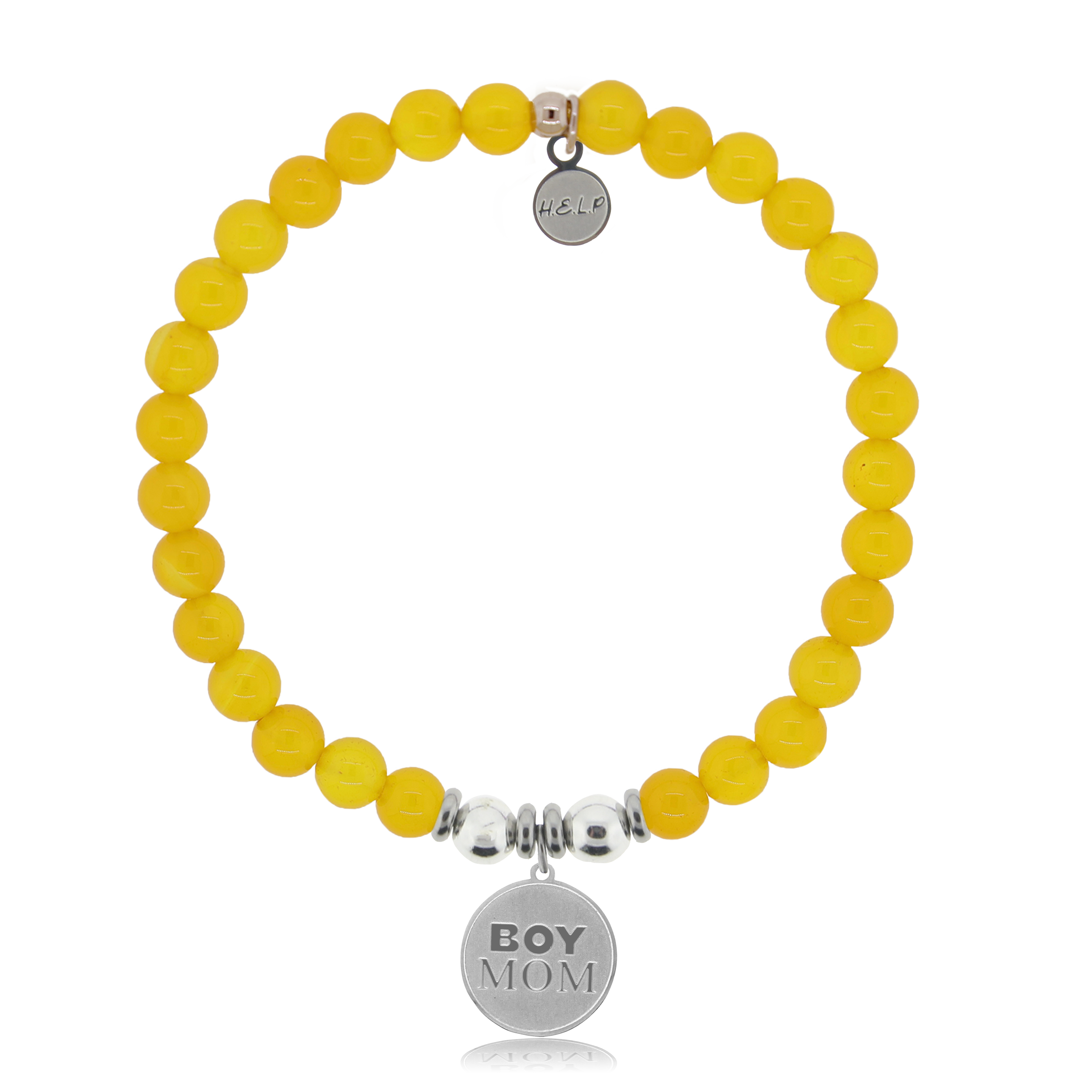 Boy Mom Charm with Yellow Agate Charity Bracelet