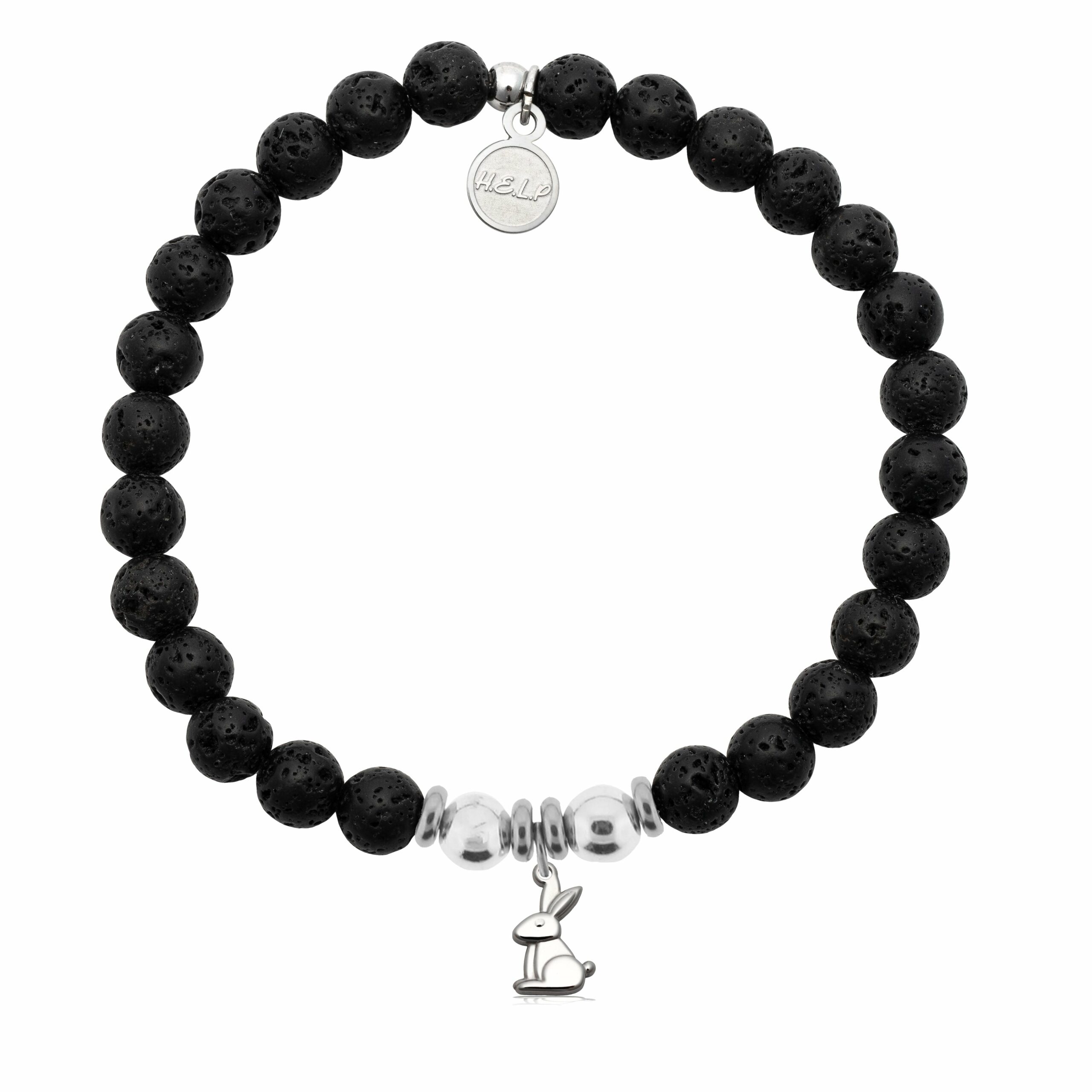 Bunny Charm with Lava Rock Charity Bracelet