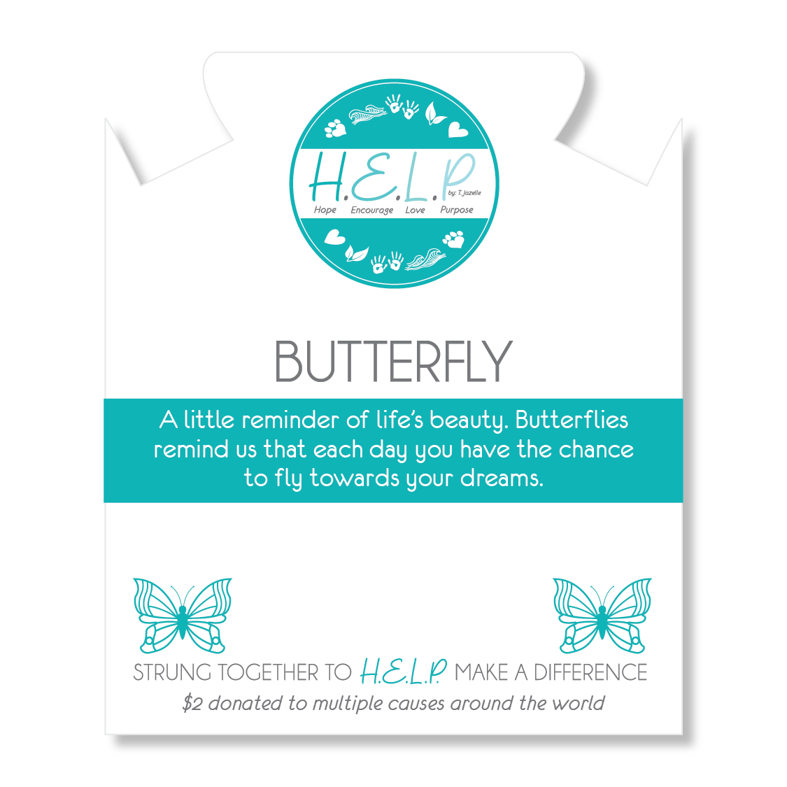 Butterfly Charm with Green Howlite Charity Bracelet