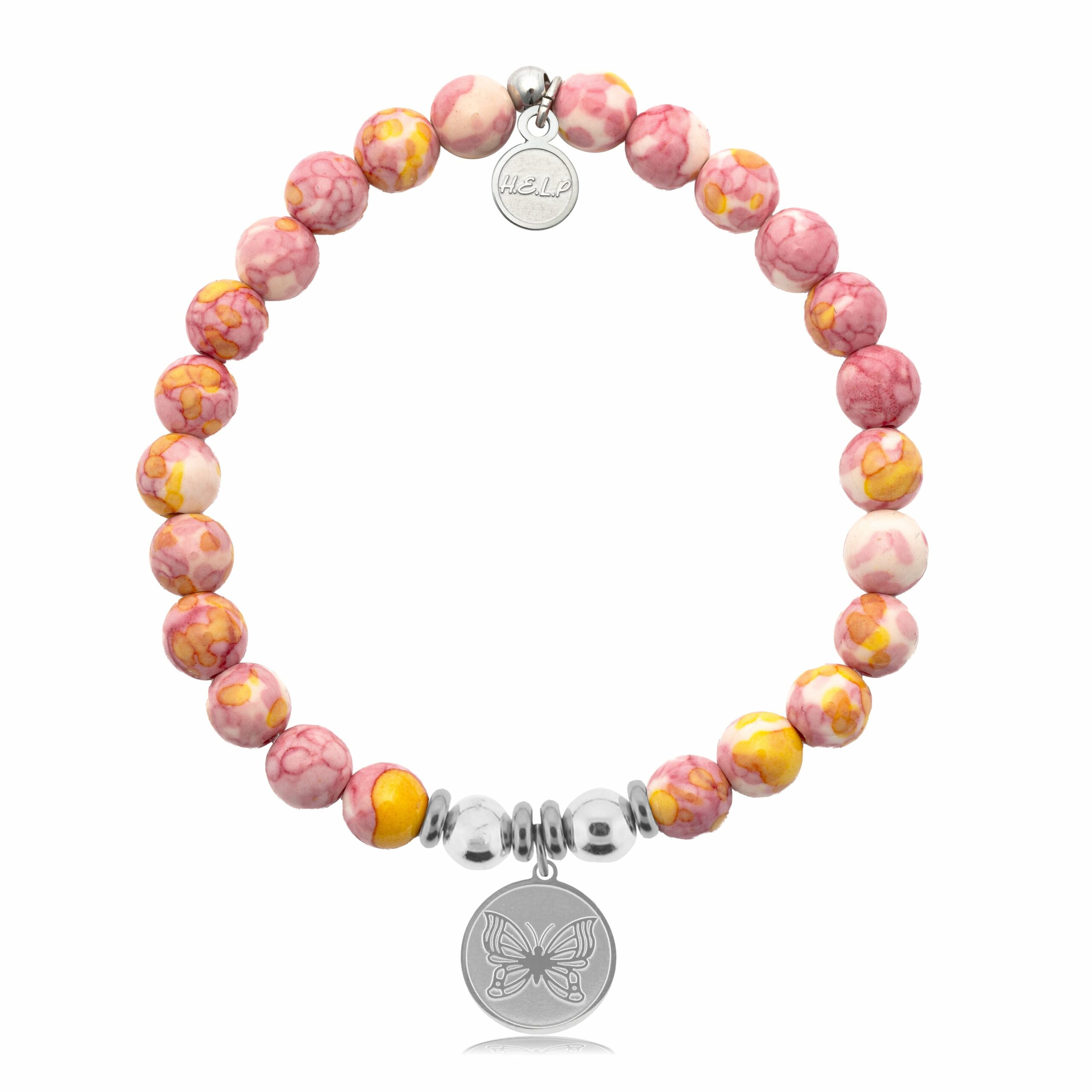 Butterfly Charm with Lemonade Jade Charity Bracelet