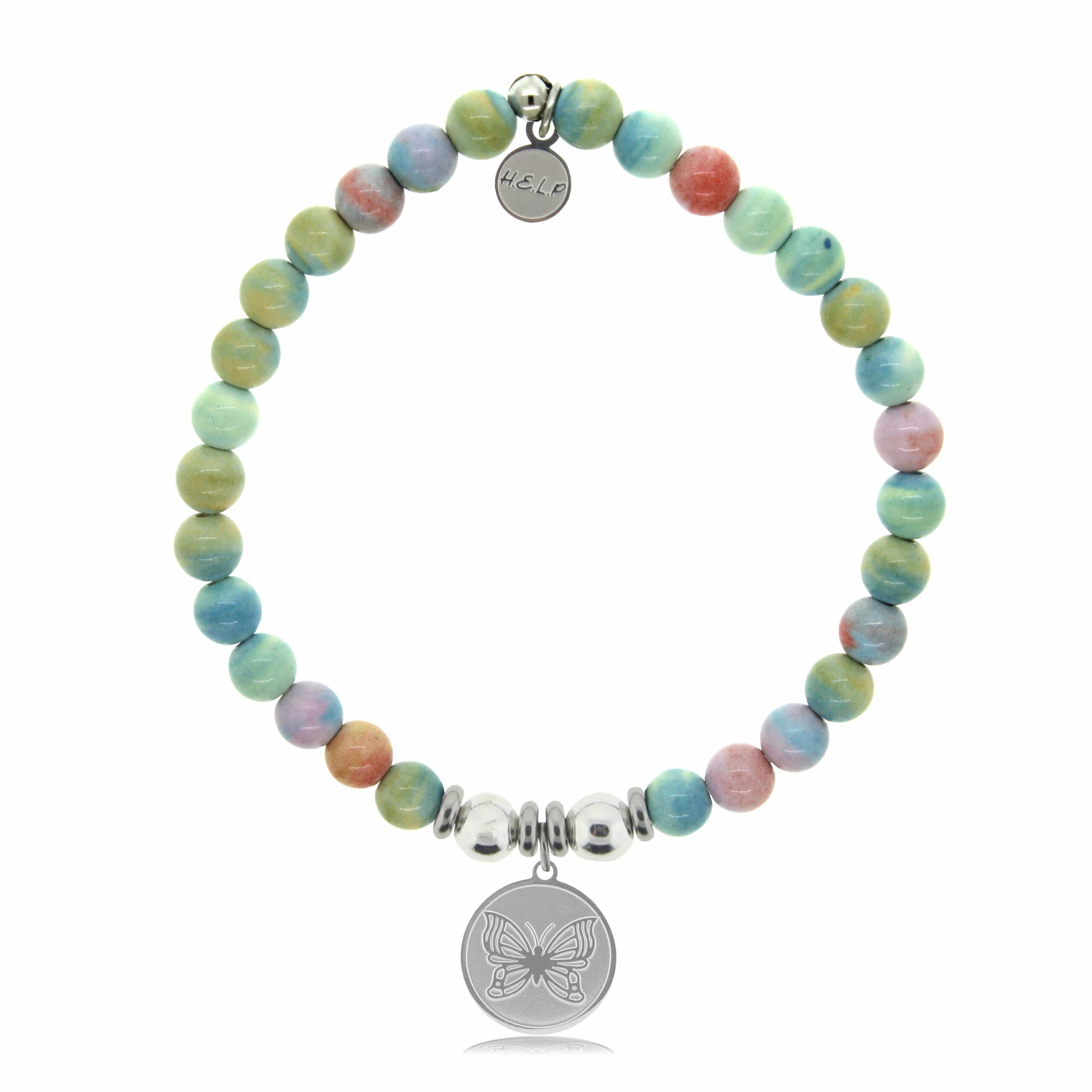 Butterfly Charm with Pastel Magnesite Beads Charity Bracelet