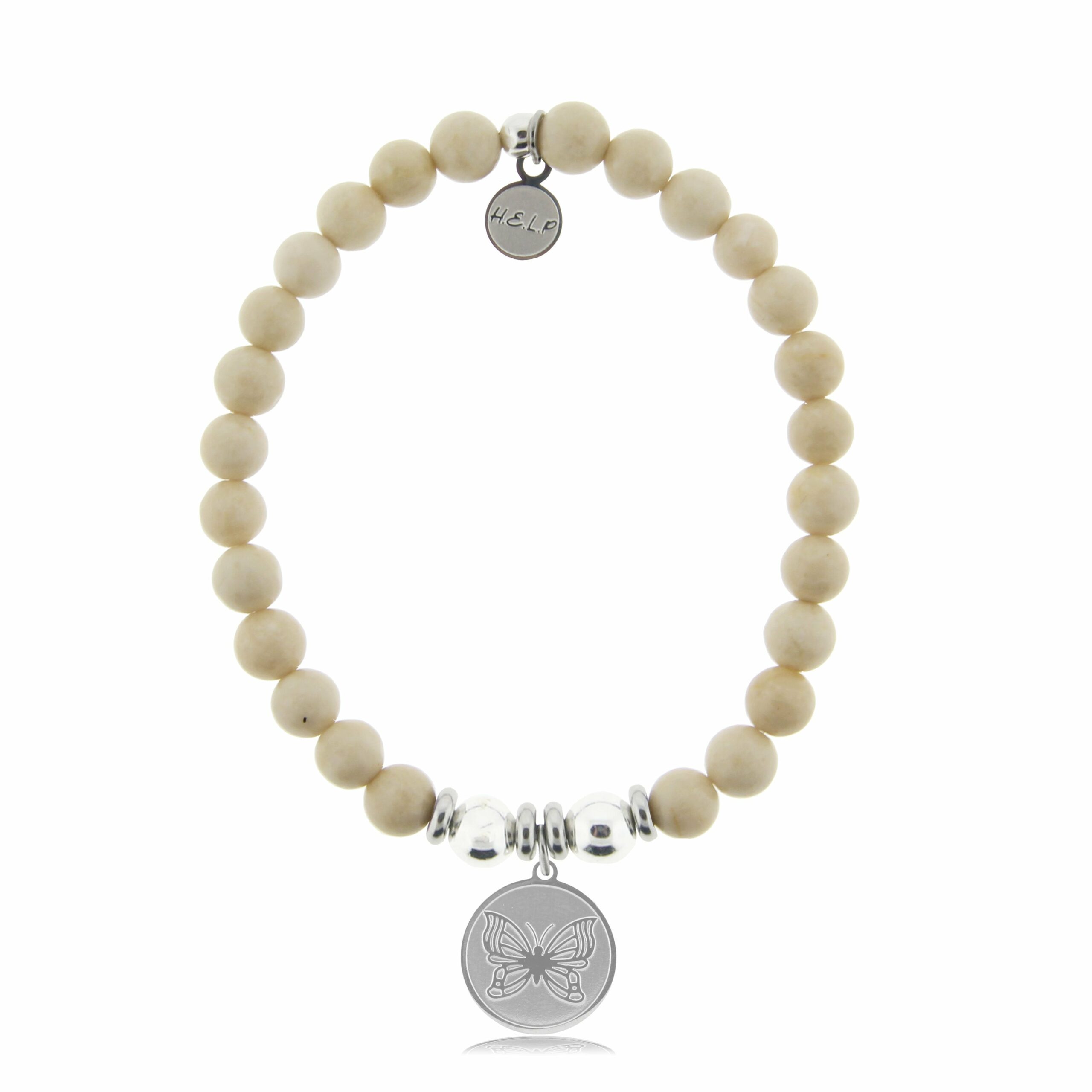 Butterfly Charm with Riverstone Beads Charity Bracelet