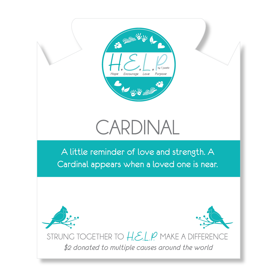 Cardinal Charm with Aqua Blue Seaglass Charity Bracelet