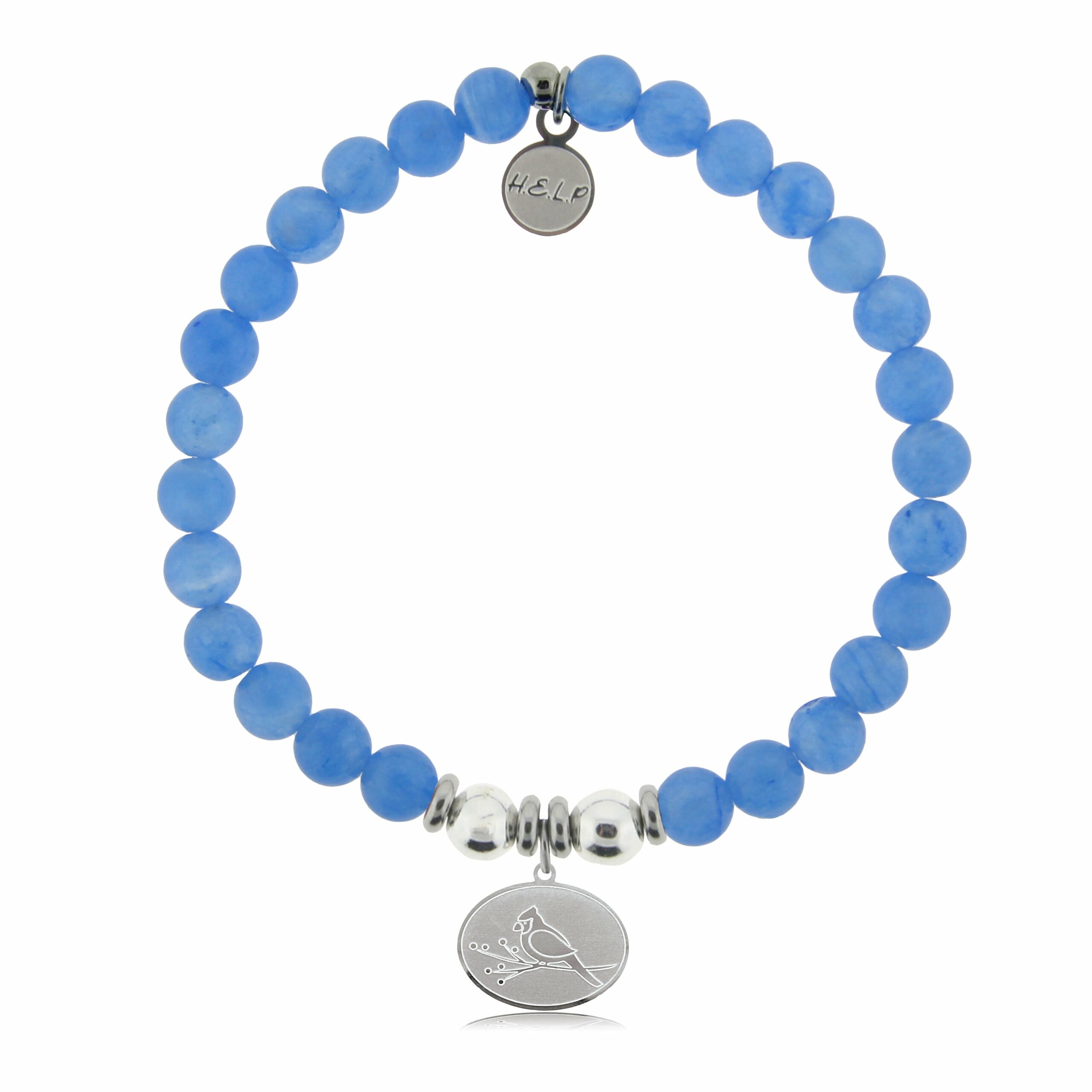 Cardinal Charm with Azure Blue Jade Charity Bracelet