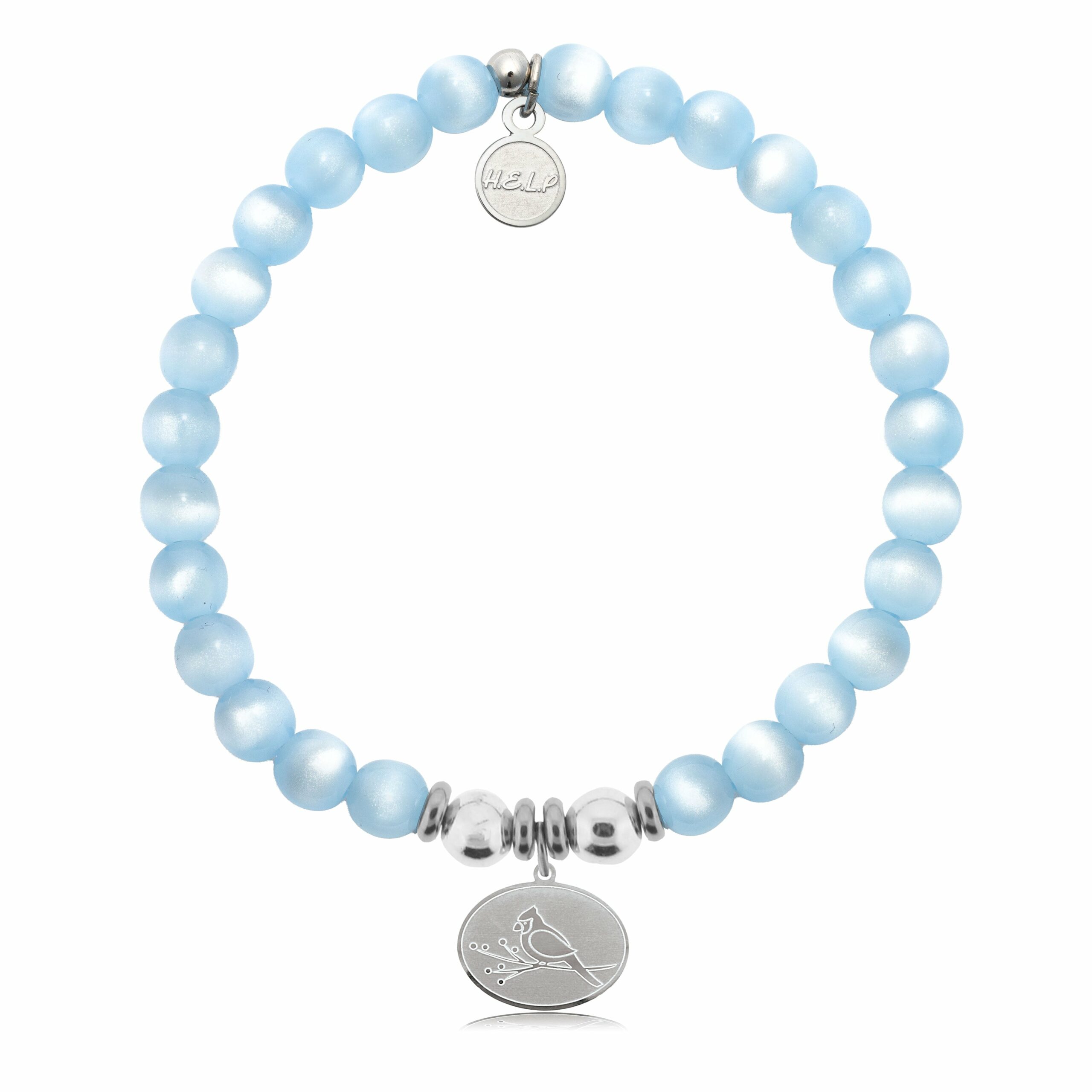 Cardinal Charm with Blue Selenite Charity Bracelet