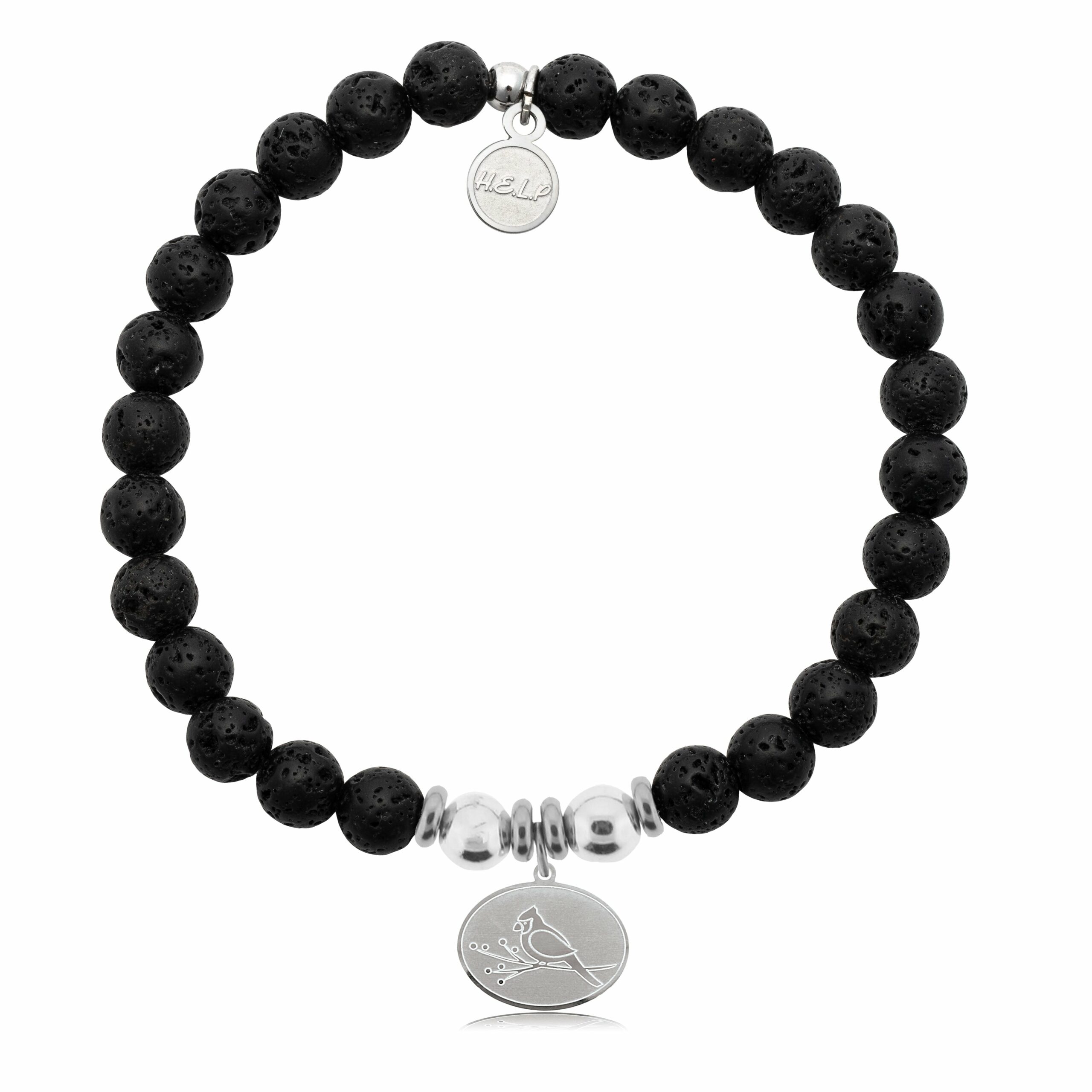 Cardinal Charm with Lava Rock Charity Bracelet