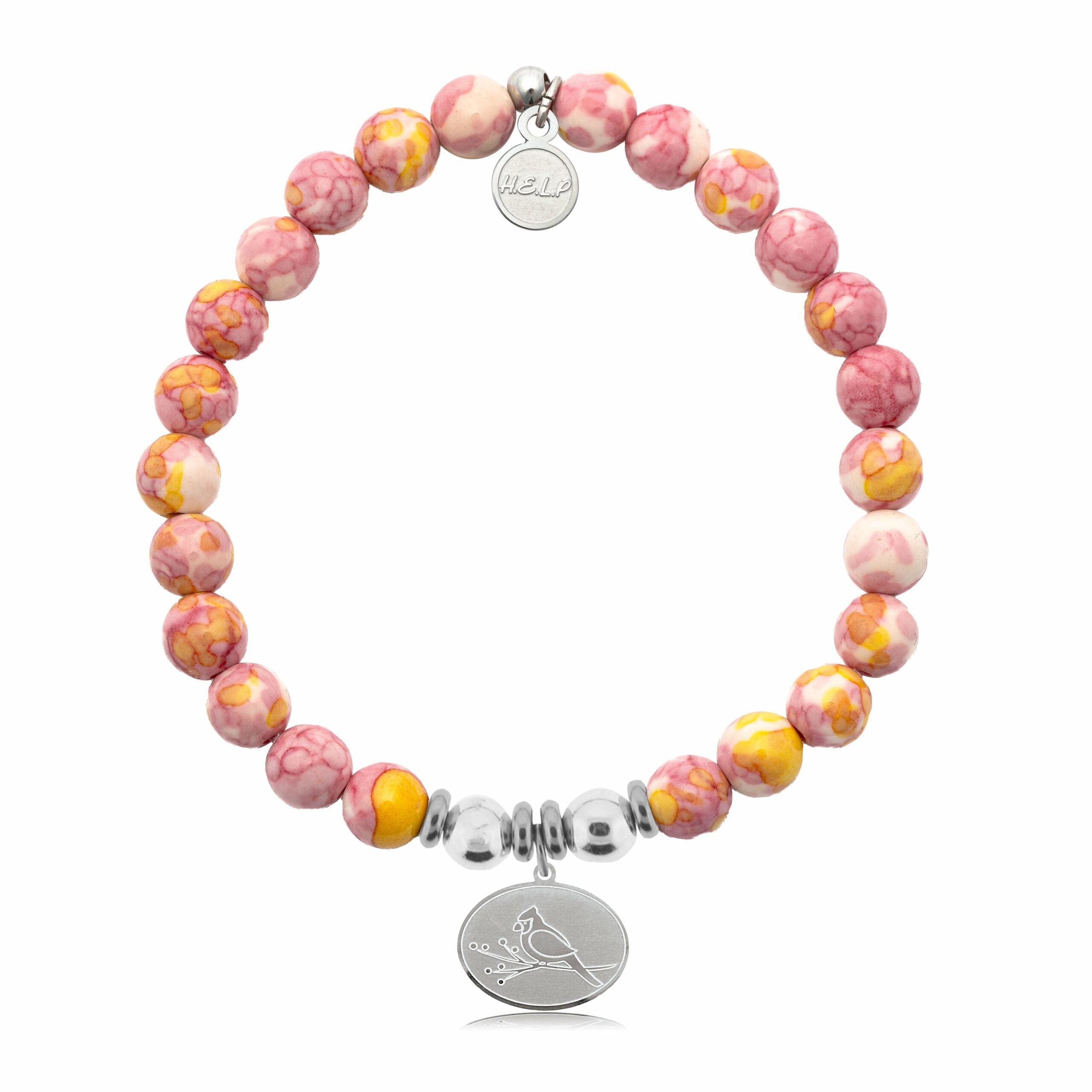 Cardinal Charm with Lemonade Jade Charity Bracelet