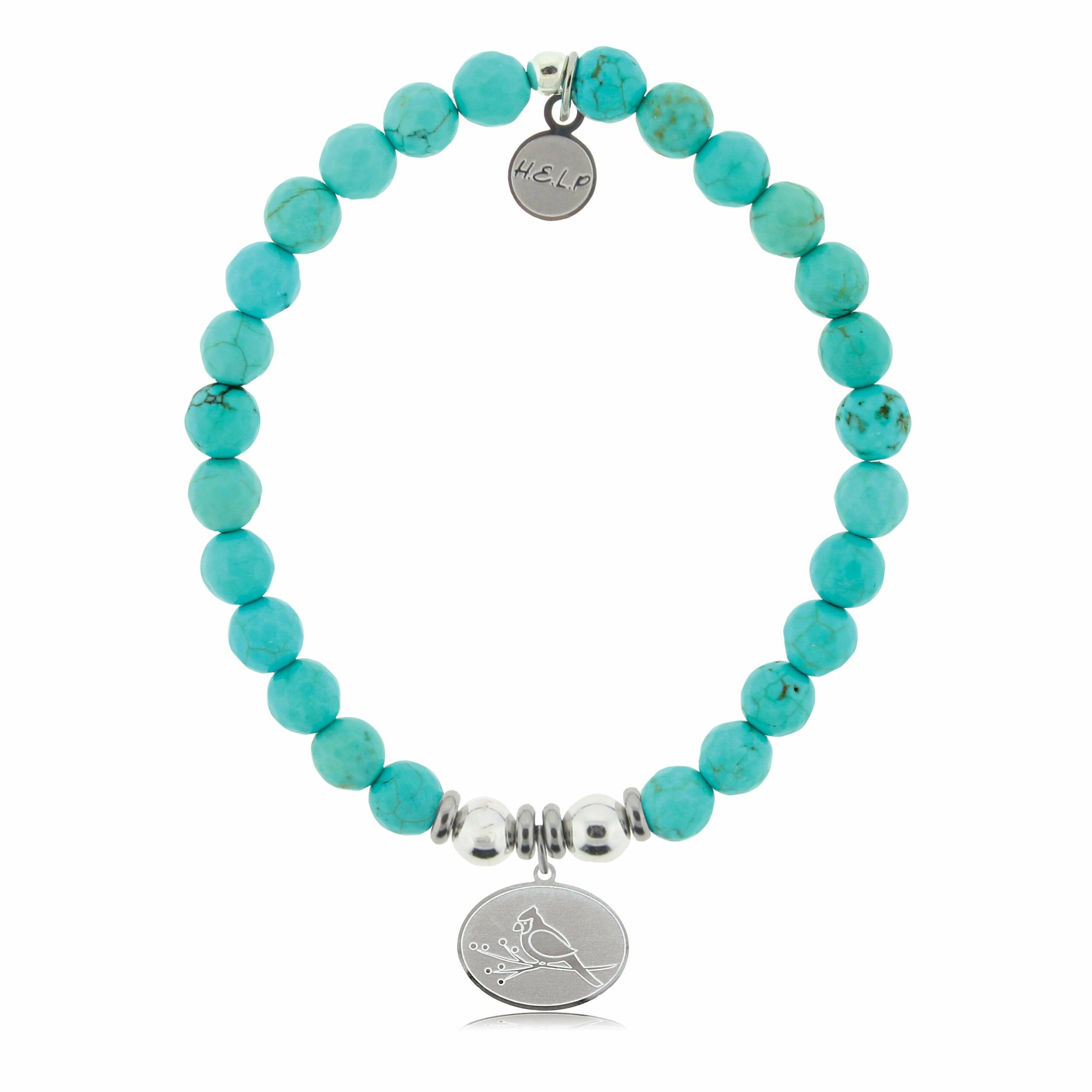 Cardinal Charm with Turquoise Beads Charity Bracelet