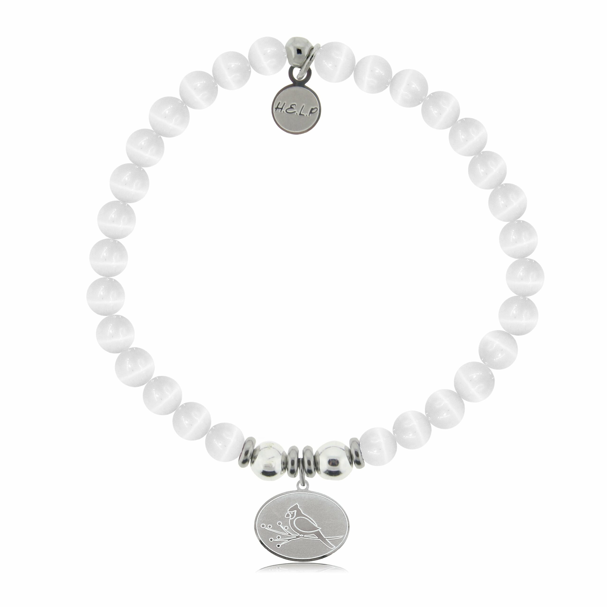 Cardinal Charm with White Cats Eye Charity Bracelet