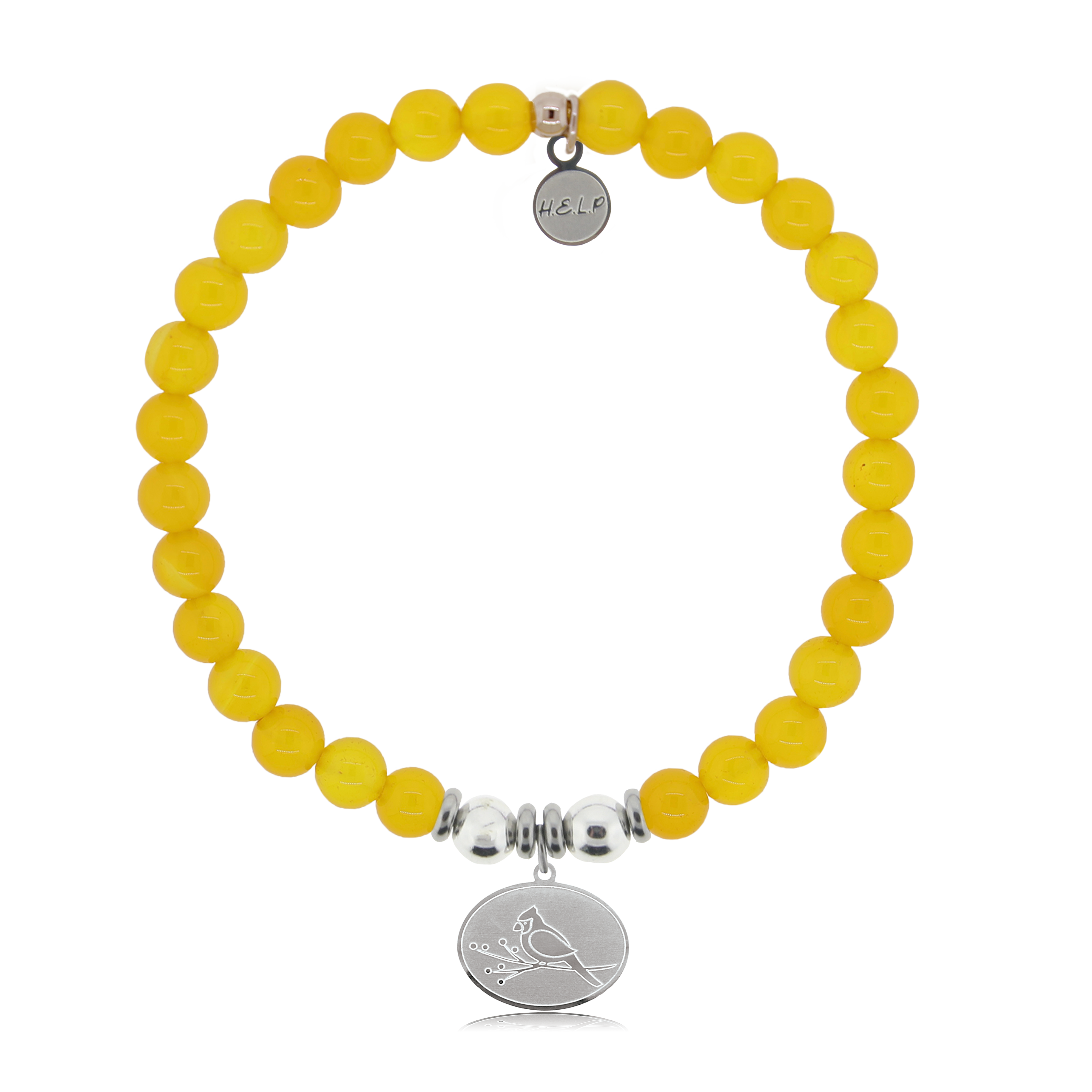 Cardinal Charm with Yellow Agate Charity Bracelet