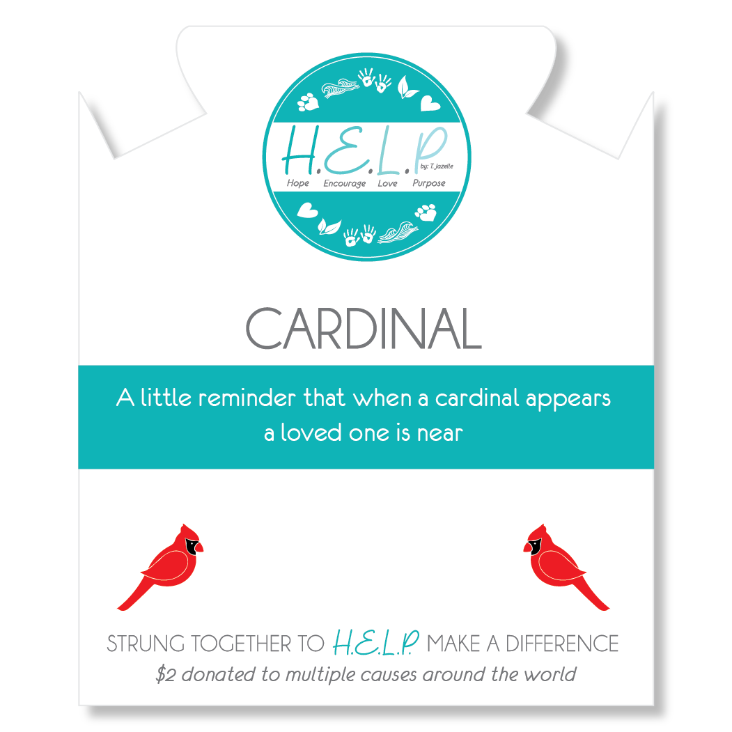 Cardinal Enamel Charm with Blue Opal Jade Charity Bracelet