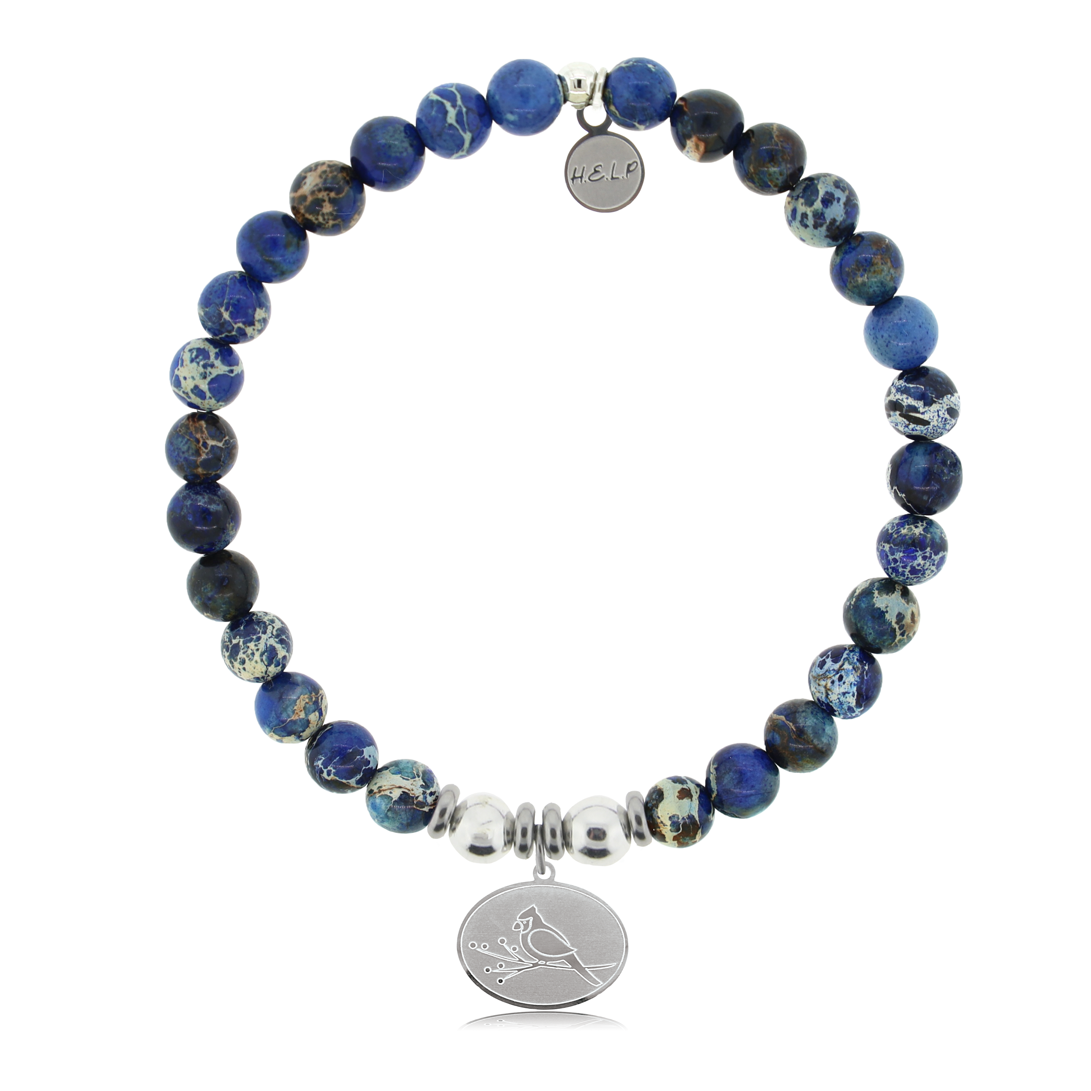 Cardinal Charm with Royal Blue Jasper Charity Bracelet