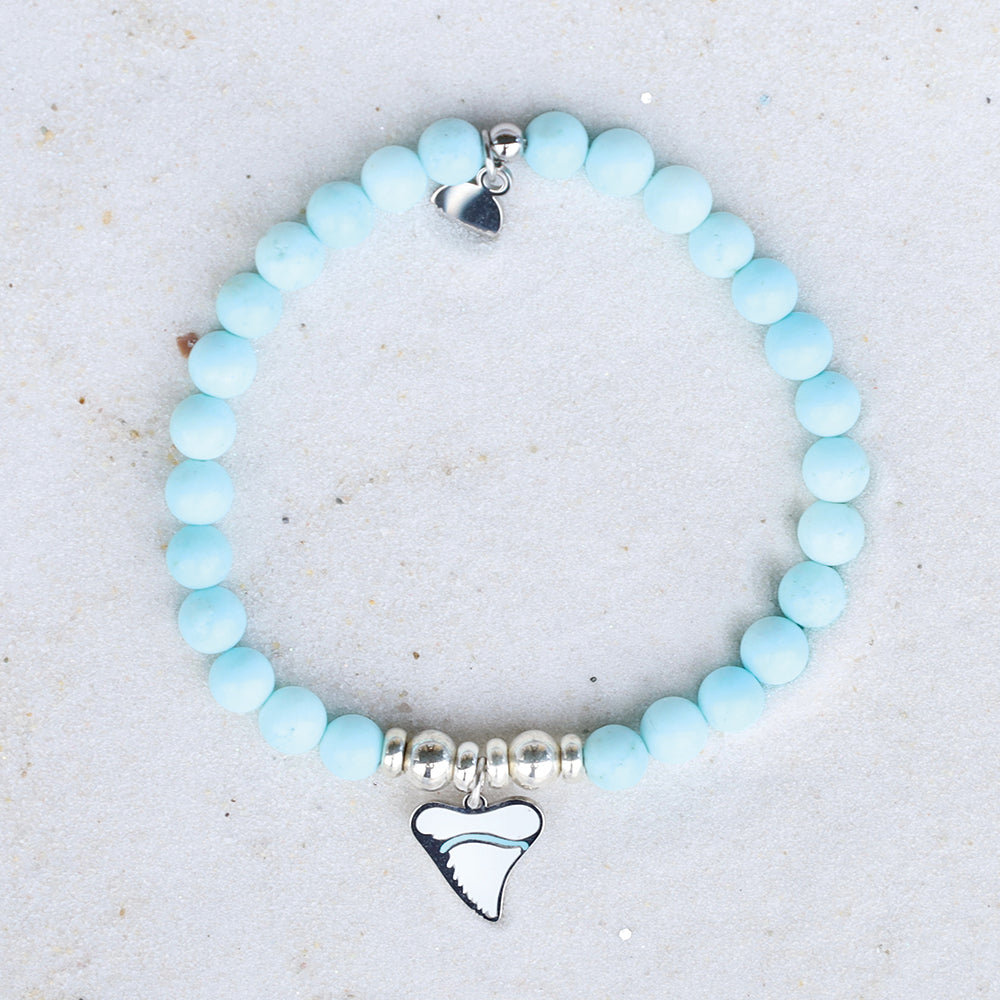 Caroline x H.E.L.P. Shark Tooth Charm with Larimar Magnesite Charity Bracelet