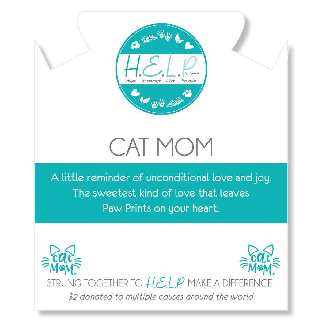 Cat Mom Charm with Lava Rock Charity Bracelet