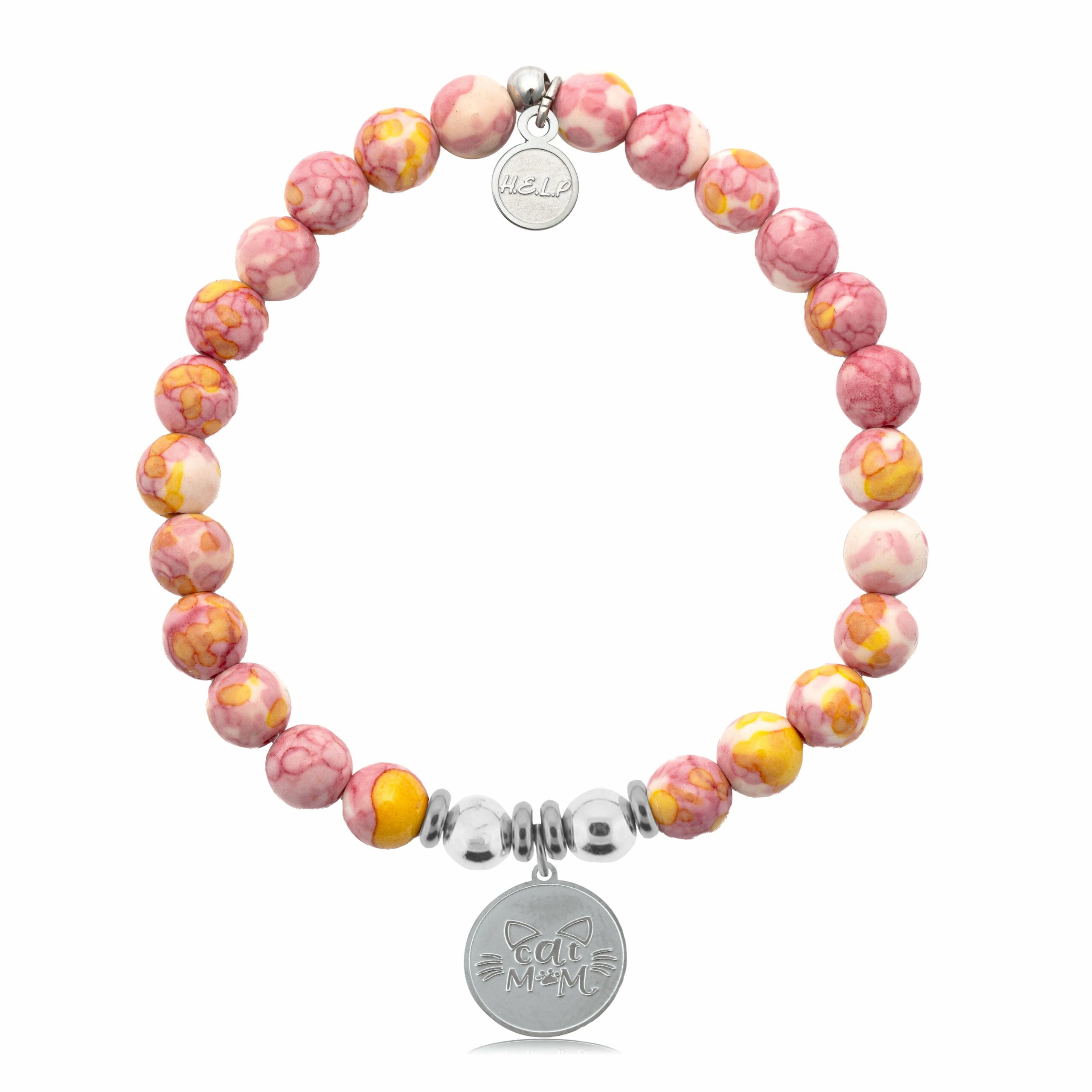 Cat Mom Charm with Lemonade Jade Charity Bracelet