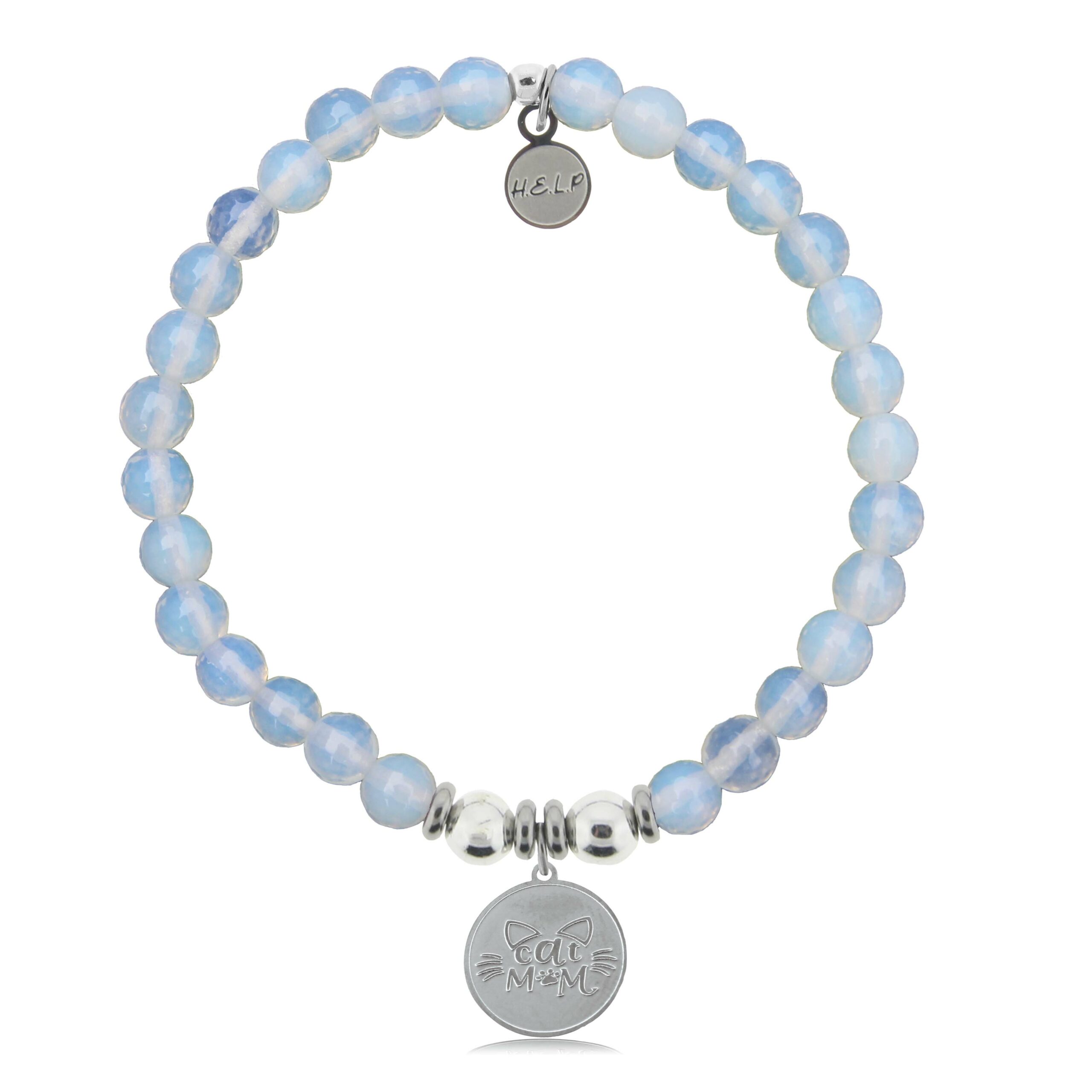 Cat Mom Charm with Opalite Charity Bracelet