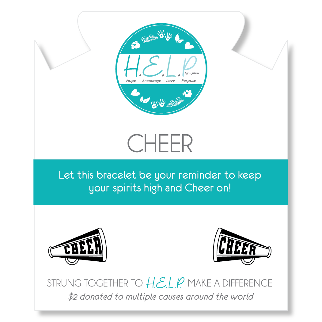 Cheer Charm with Aqua Cats Eye Charity Bracelet