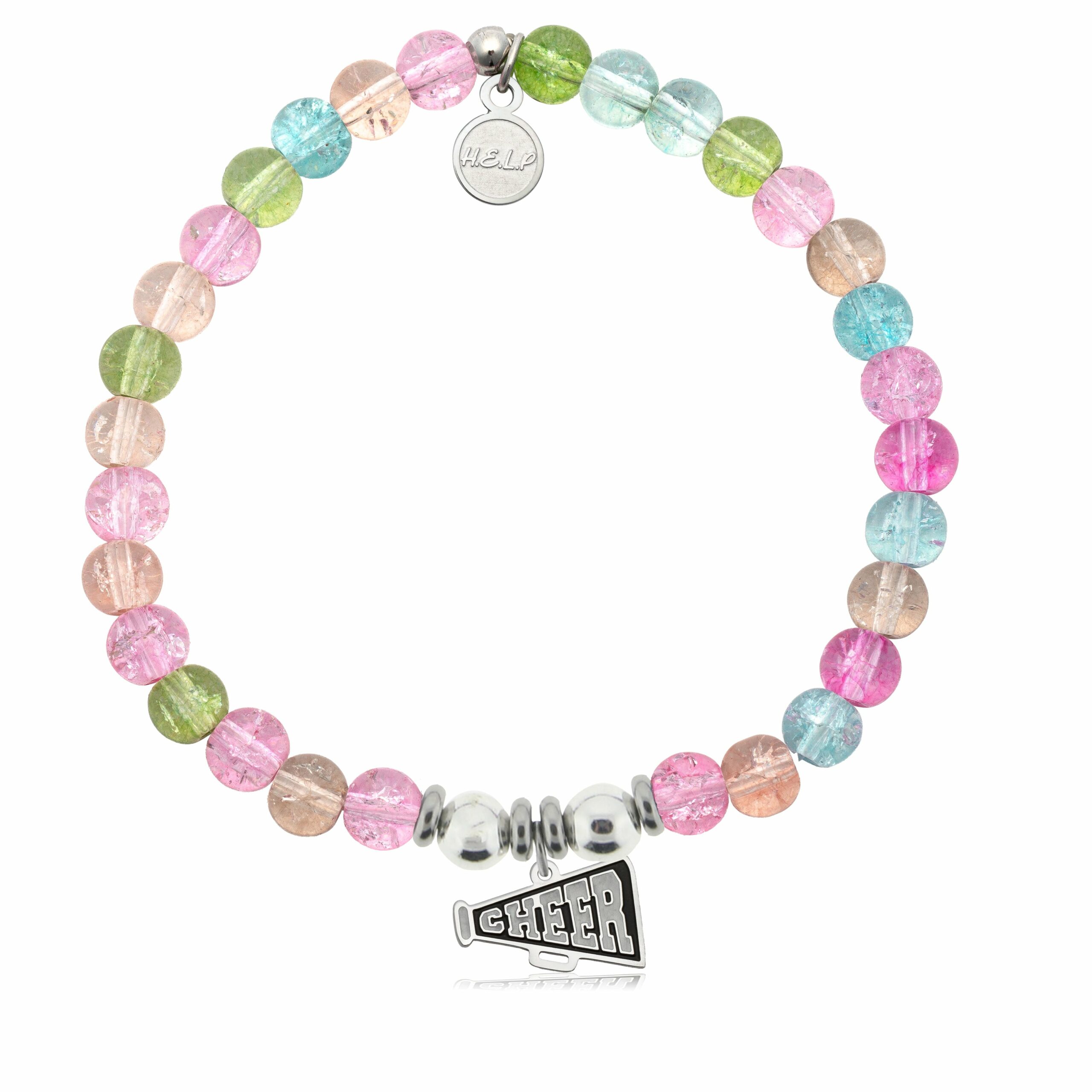 Cheer Charm with Kaleidoscope Crystal Charity Bracelet