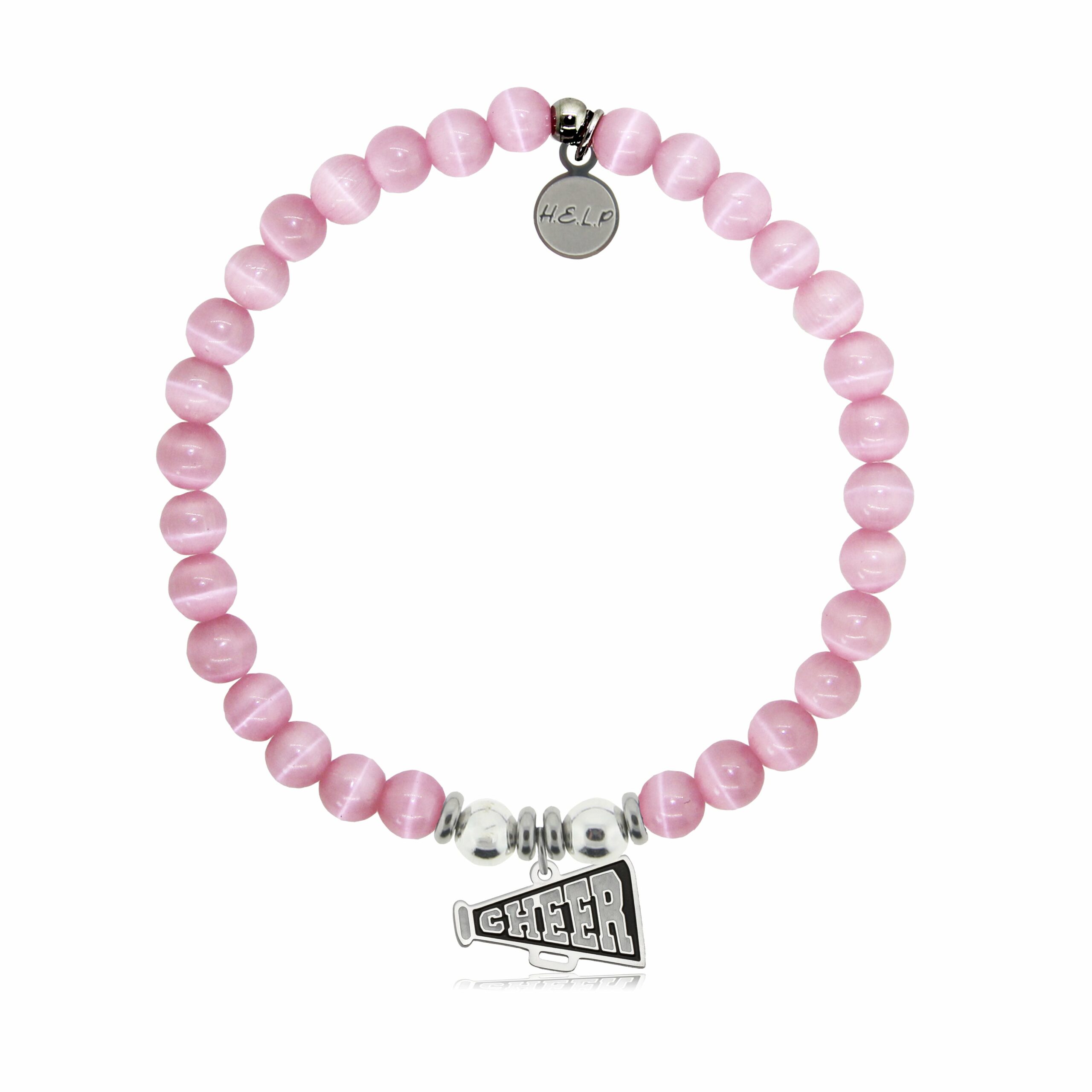 Cheer Charm with Pink Cats Eye Charity Bracelet