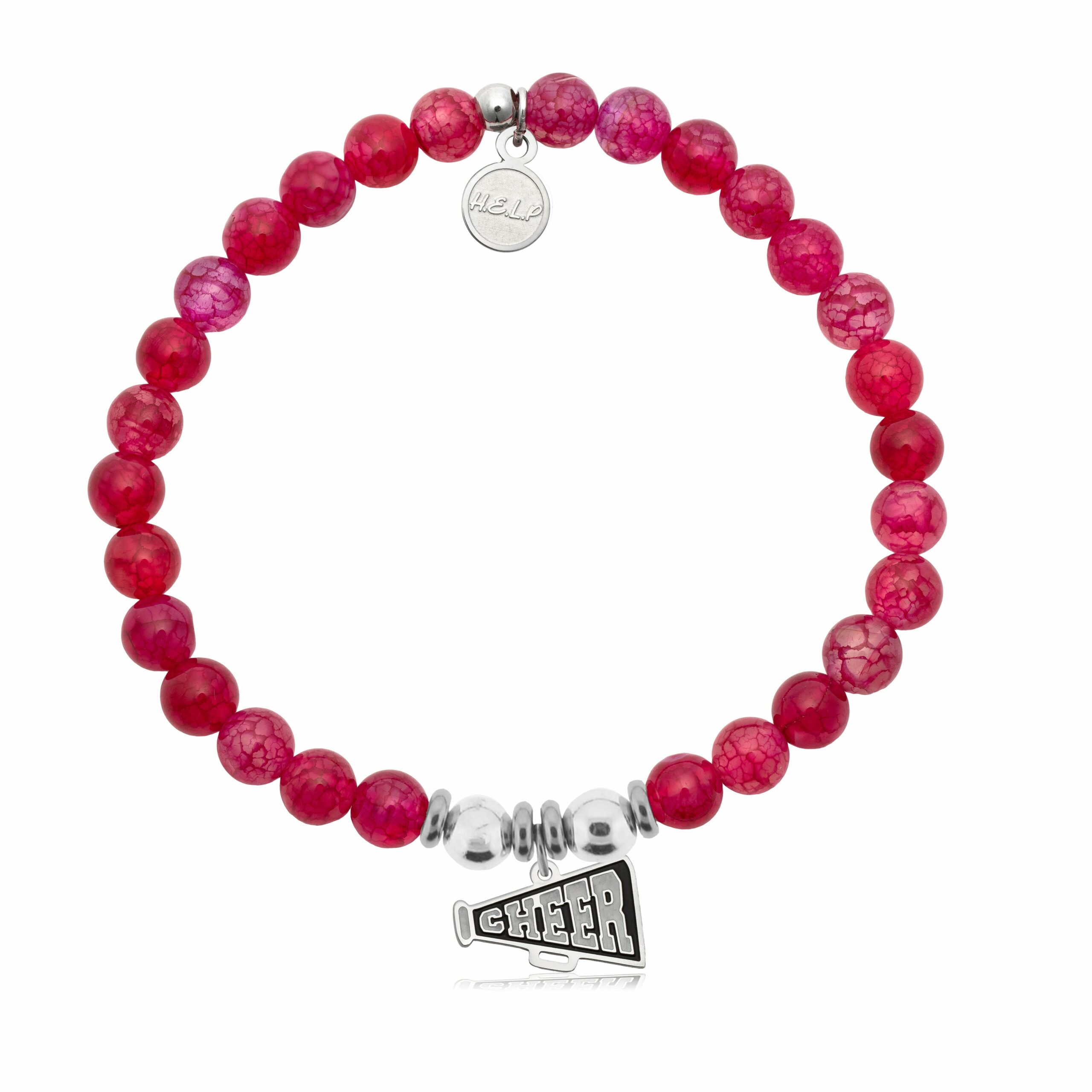 Cheer Charm with Red Fire Agate Charity Bracelet