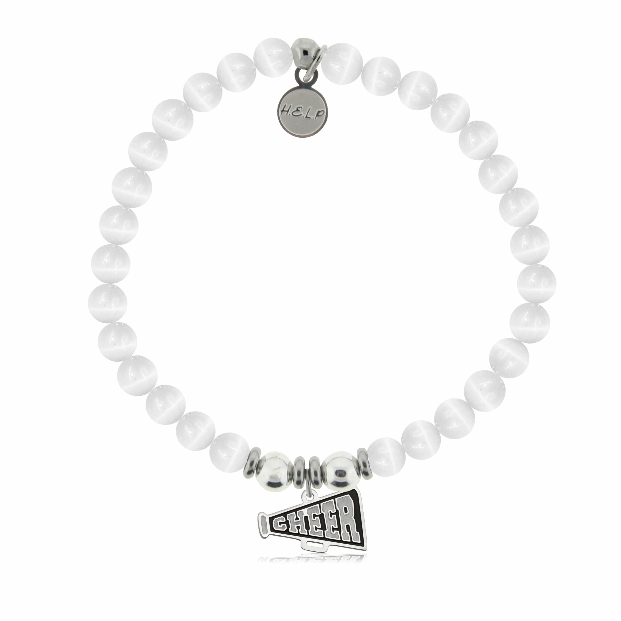 Cheer Charm with White Cats Eye Charity Bracelet