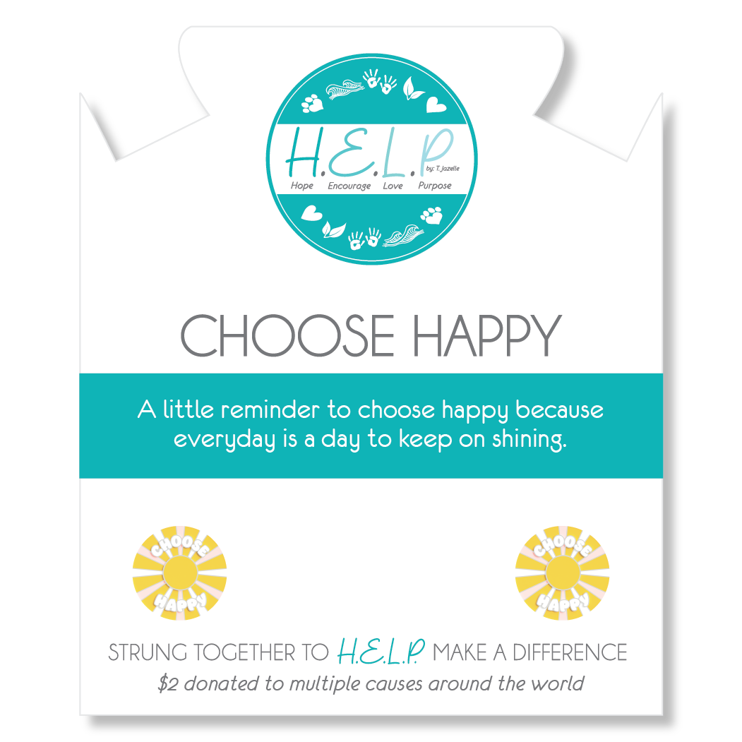 Choose Happy Charm with Aqua Cats Eye Charity Bracelet