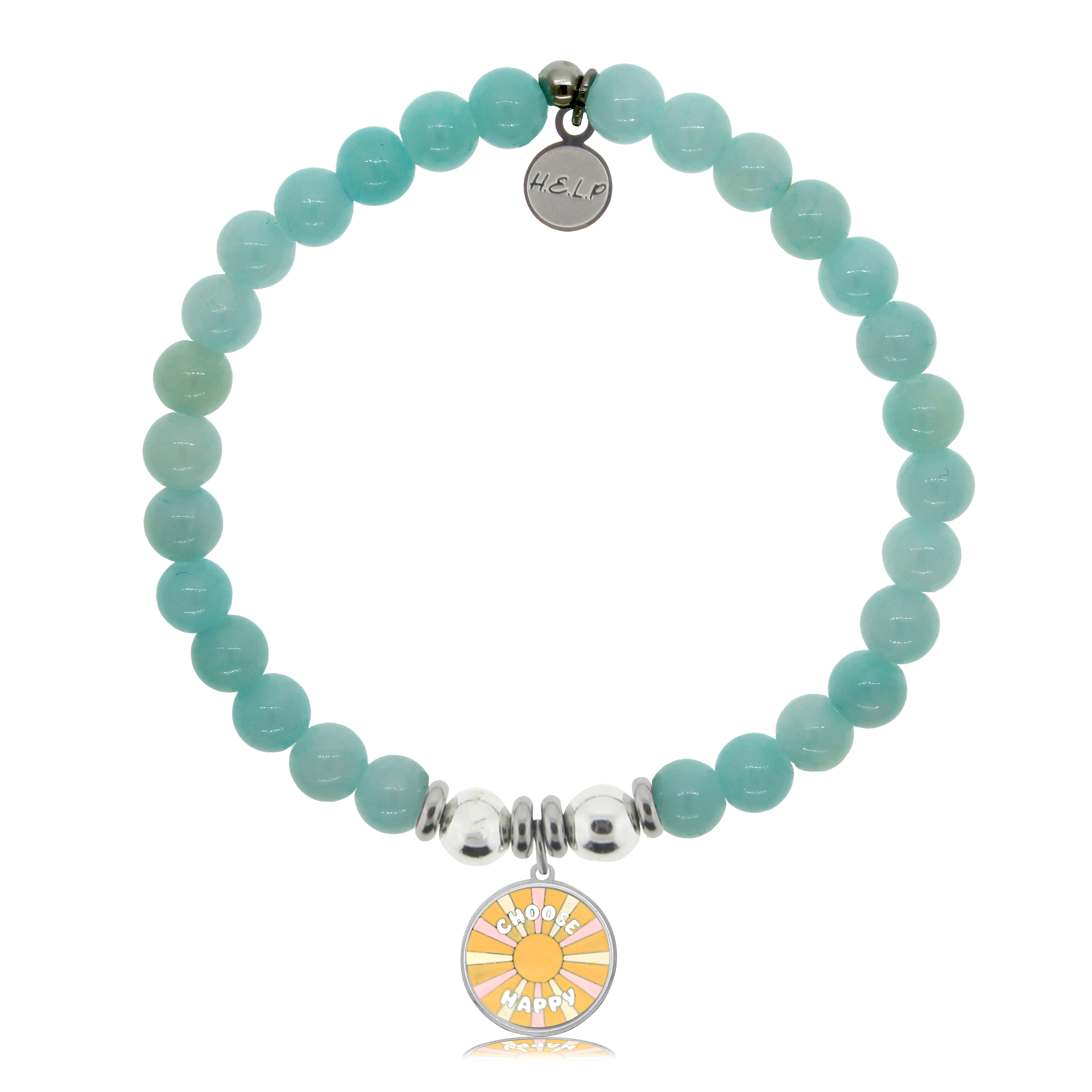 Choose Happy Charm with Baby Blue Quartz Charity Bracelet