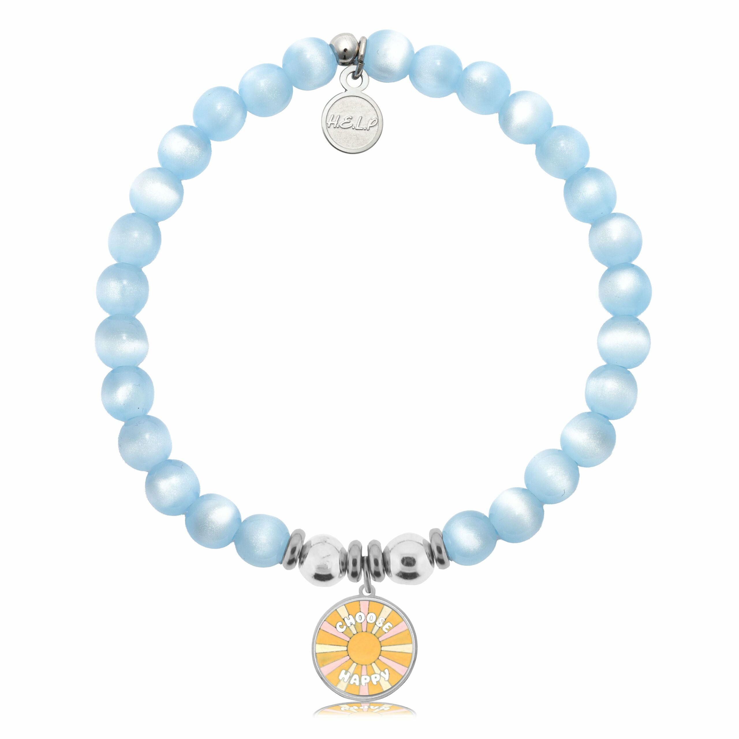 Choose Happy Charm with Blue Selenite Charity Bracelet