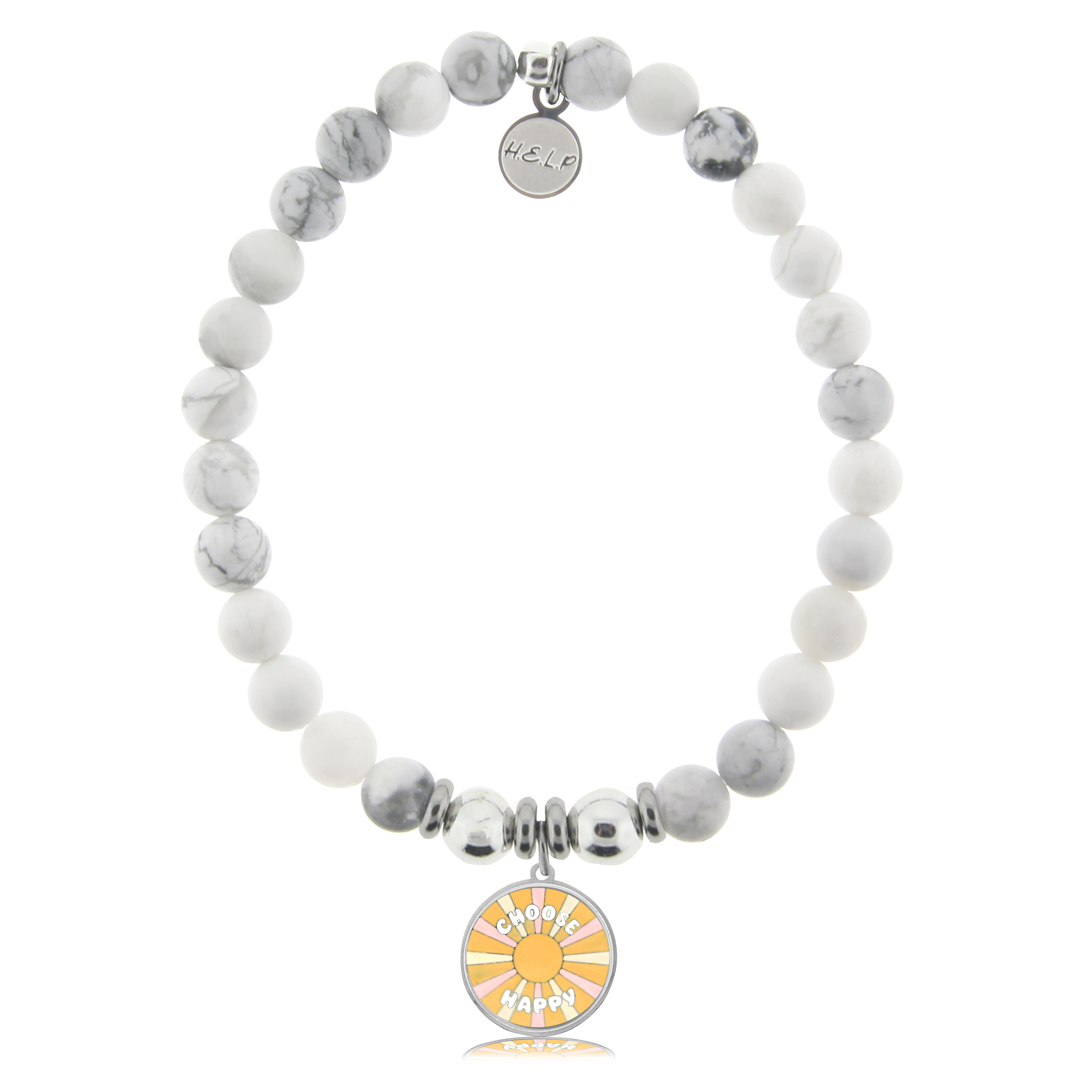 Choose Happy Charm with Howlite Charity Bracelet