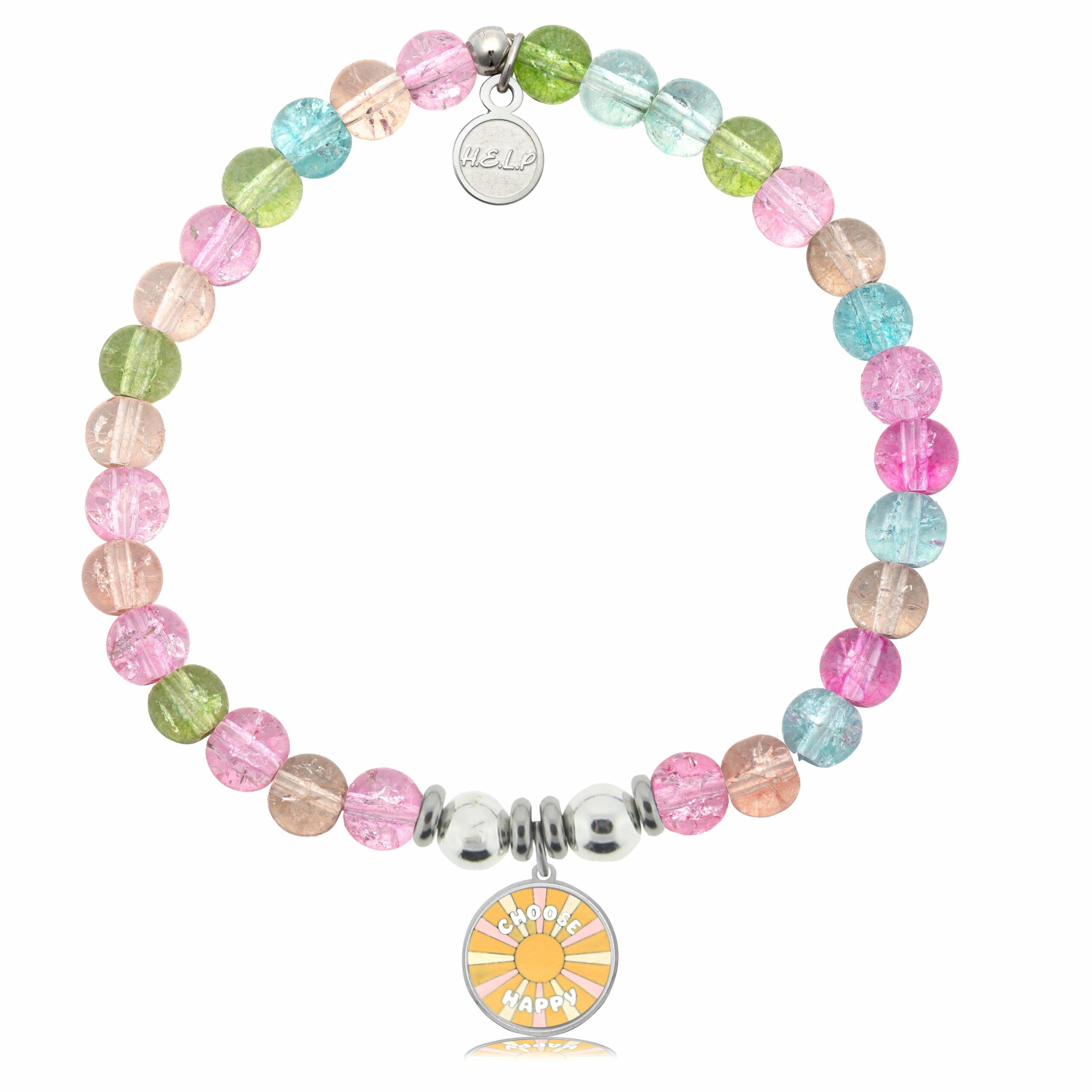 Choose Happy Charm with Kaleidoscope Crystal Charity Bracelet