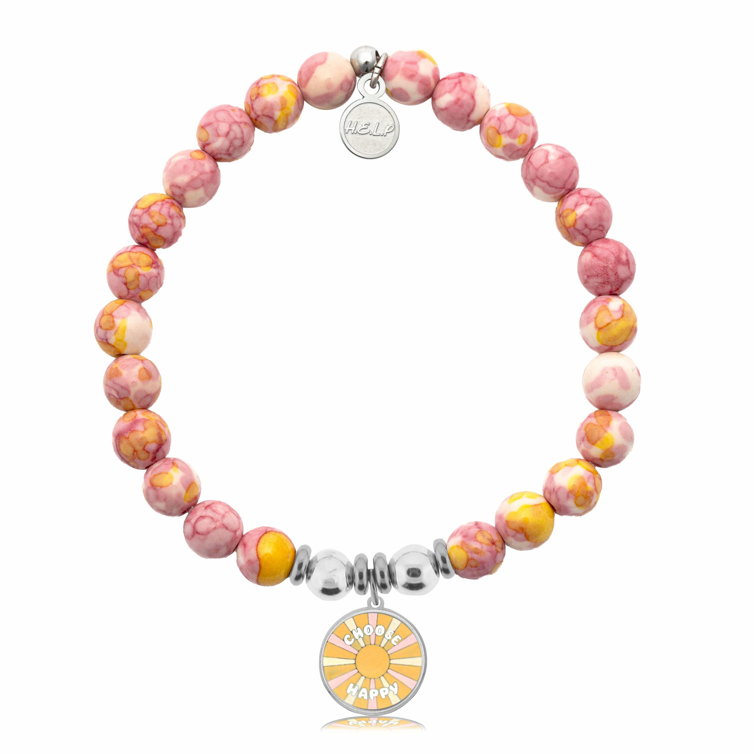 Choose Happy Charm with Lemonade Jade Charity Bracelet