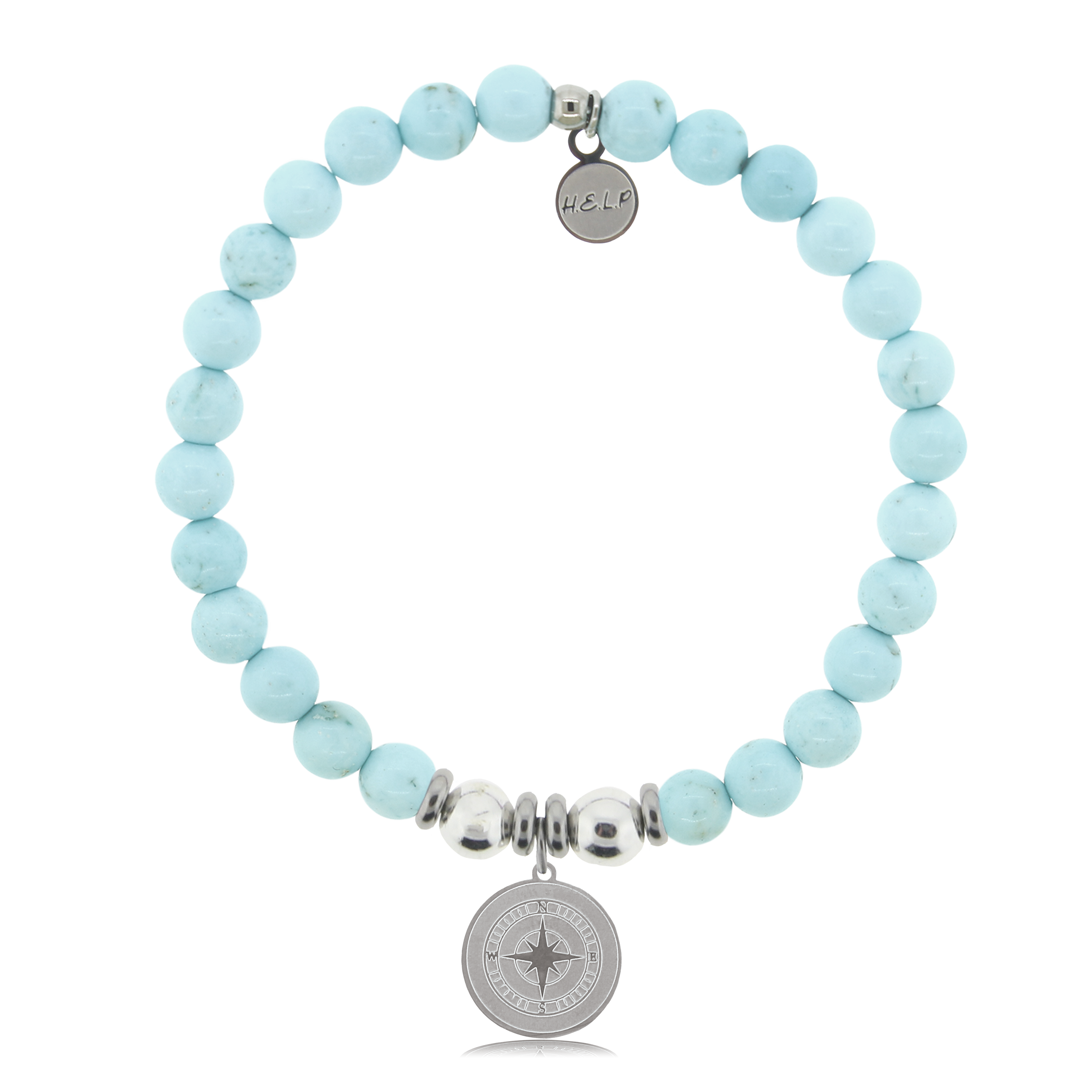 Compass Charm with Larimar Magnesite Charity Bracelet