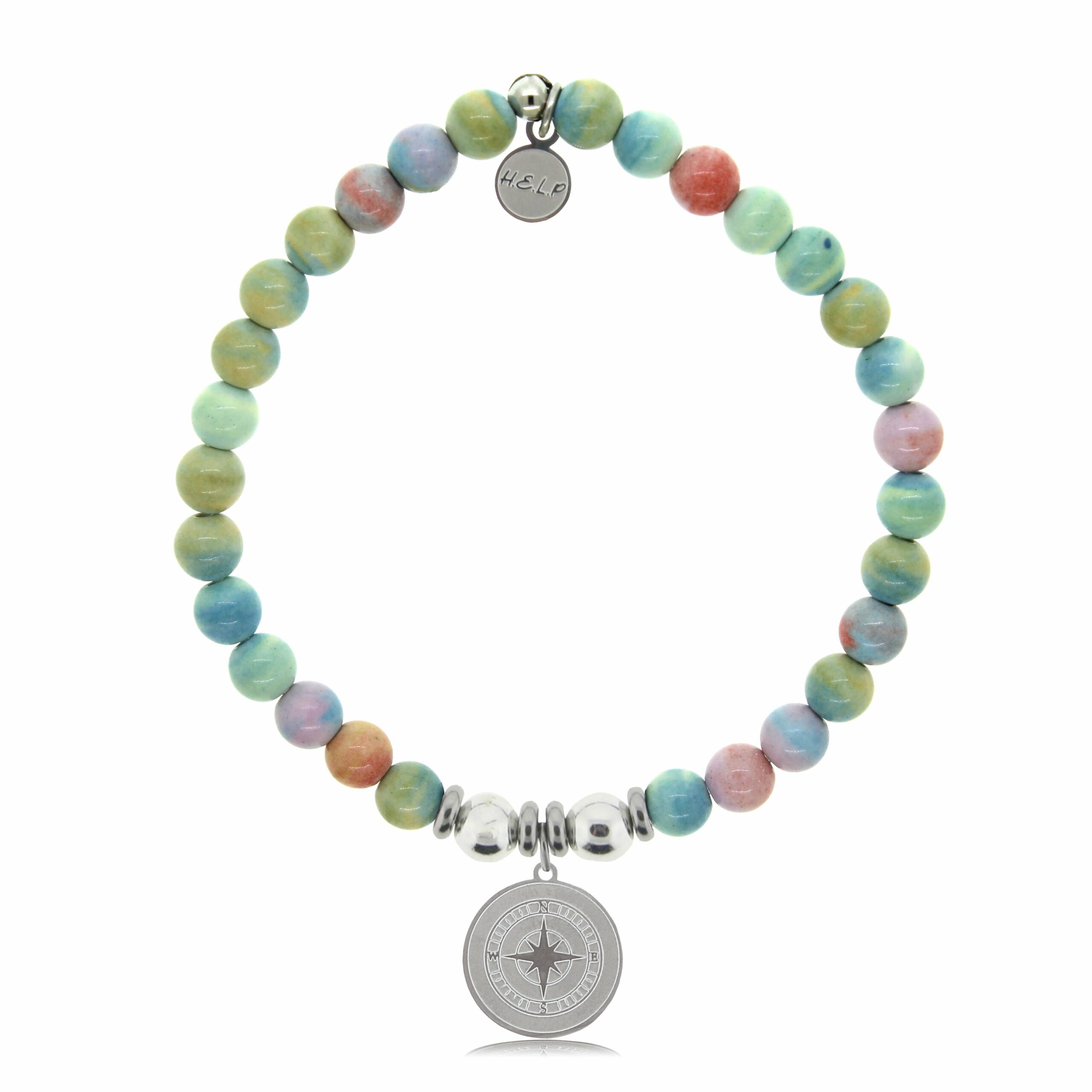 Compass Charm with Pastel Magnesite Beads Charity Bracelet