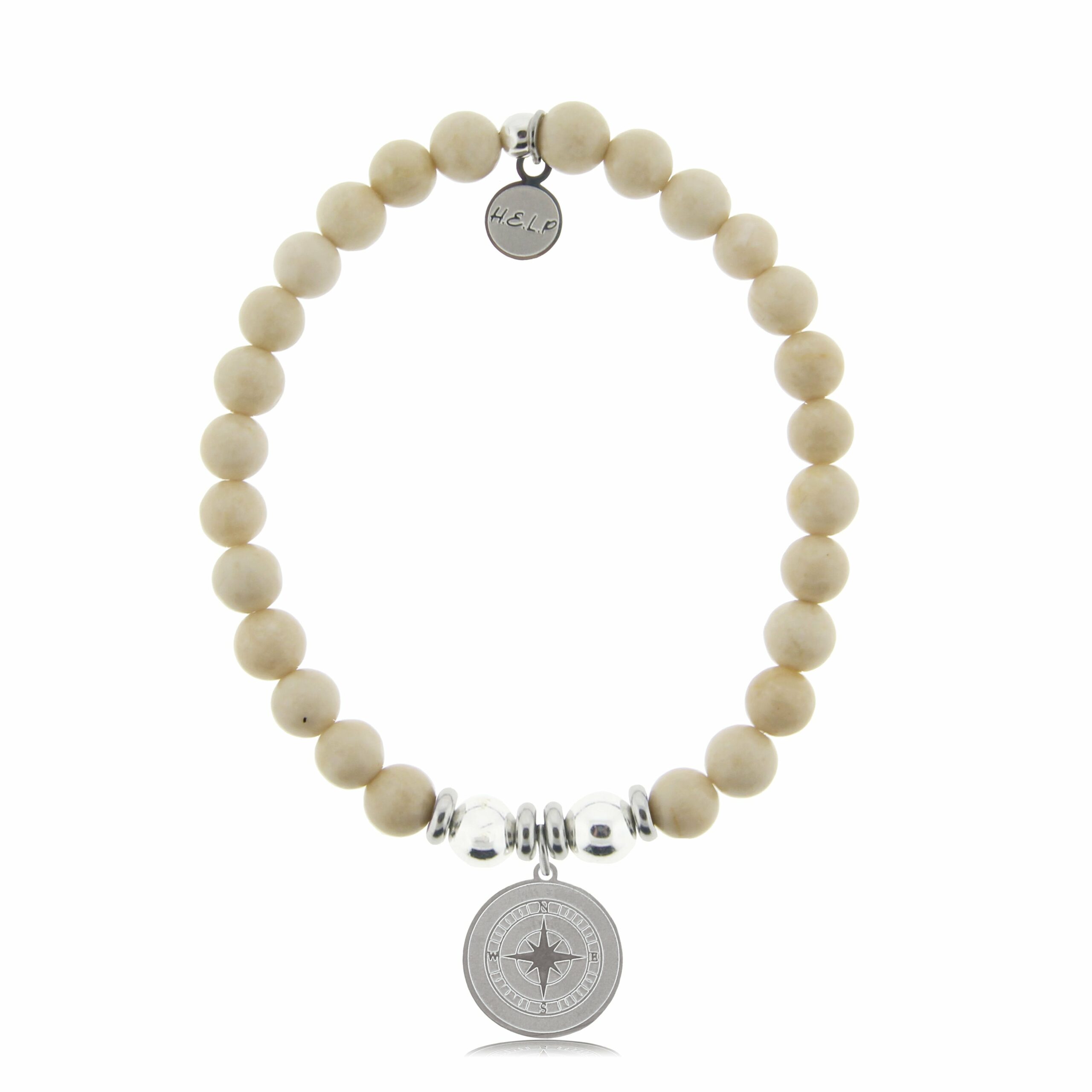 Compass Charm with Riverstone Beads Charity Bracelet