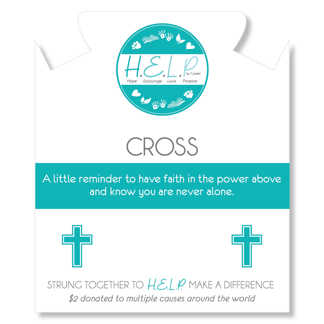 Cross Rectangle Charm with Azure Blue Jade Charity Bracelet