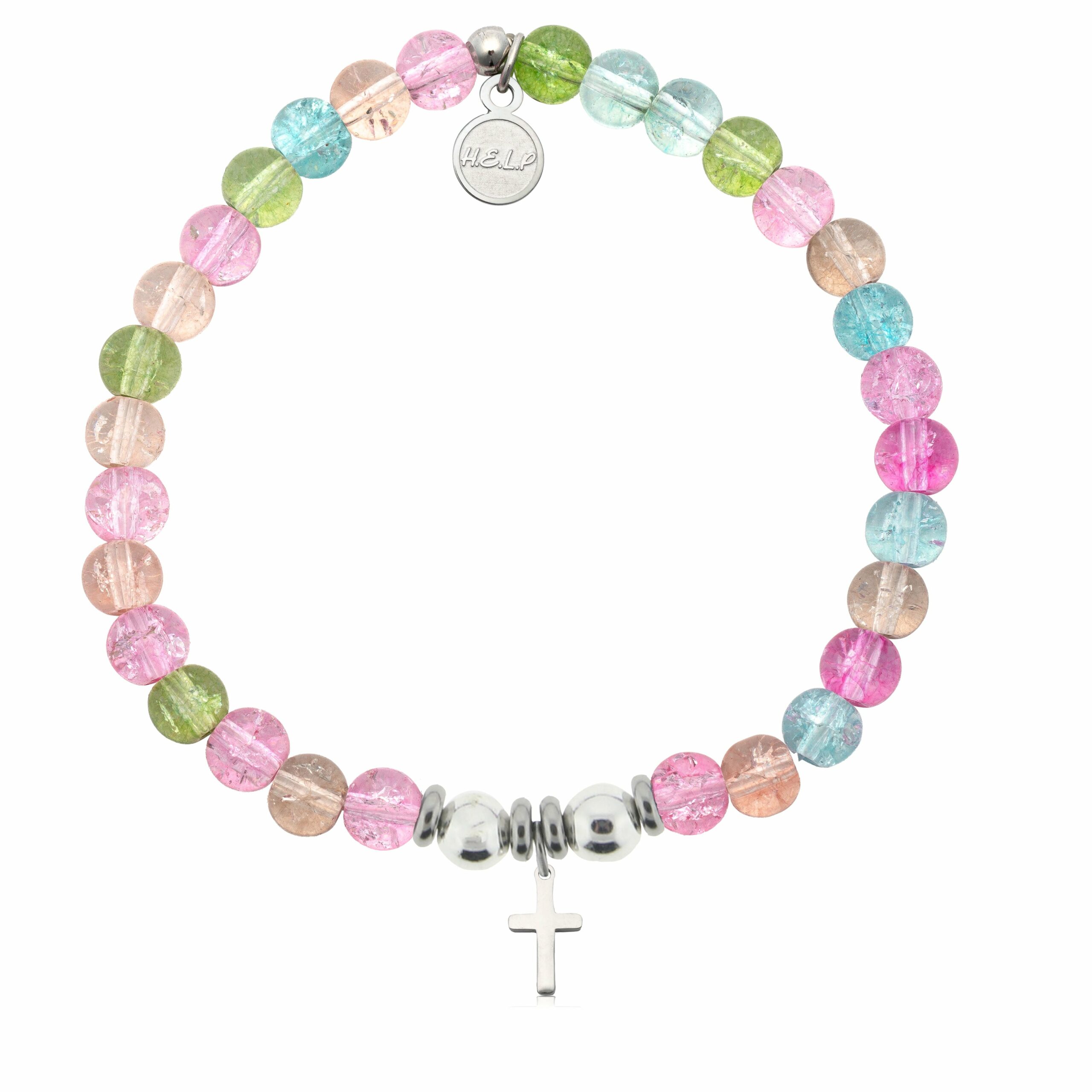 Cross Charm with Kaleidoscope Crystal Charity Bracelet