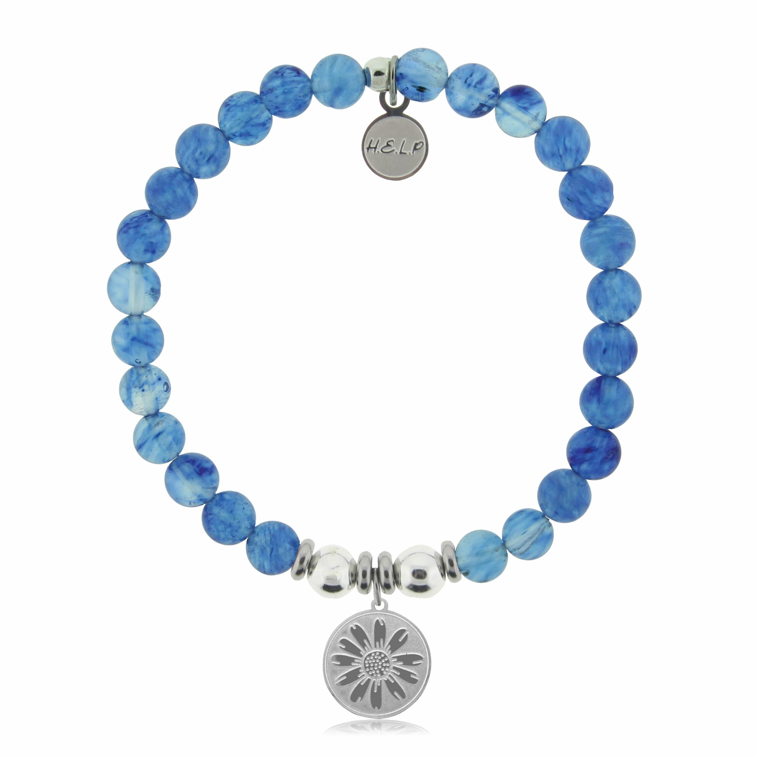 Daisy Charm with Blueberry Quartz Charity Bracelet