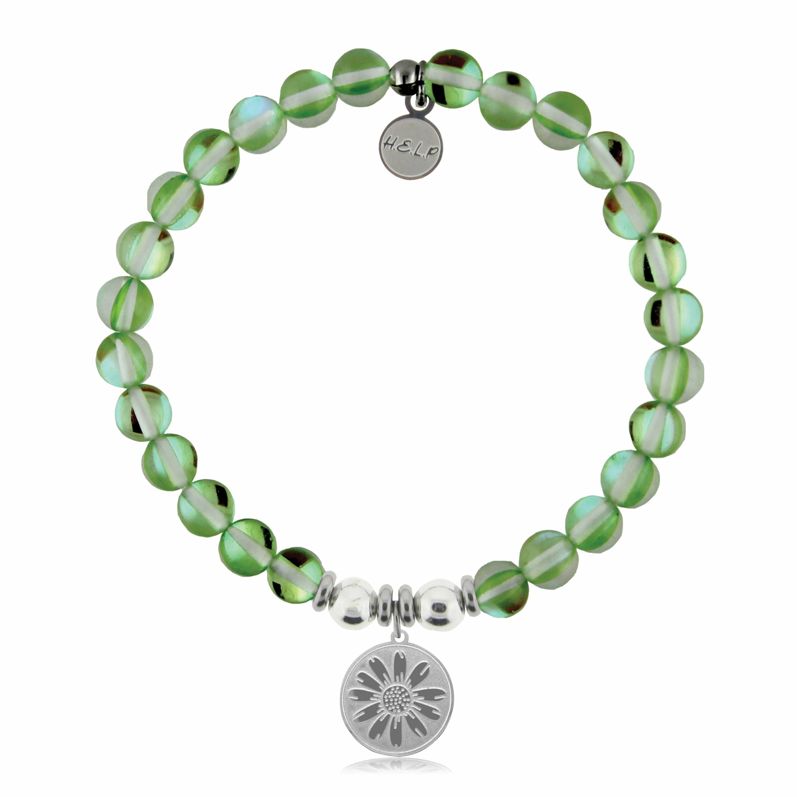 Daisy Charm with Green Opalescent Charity Bracelet