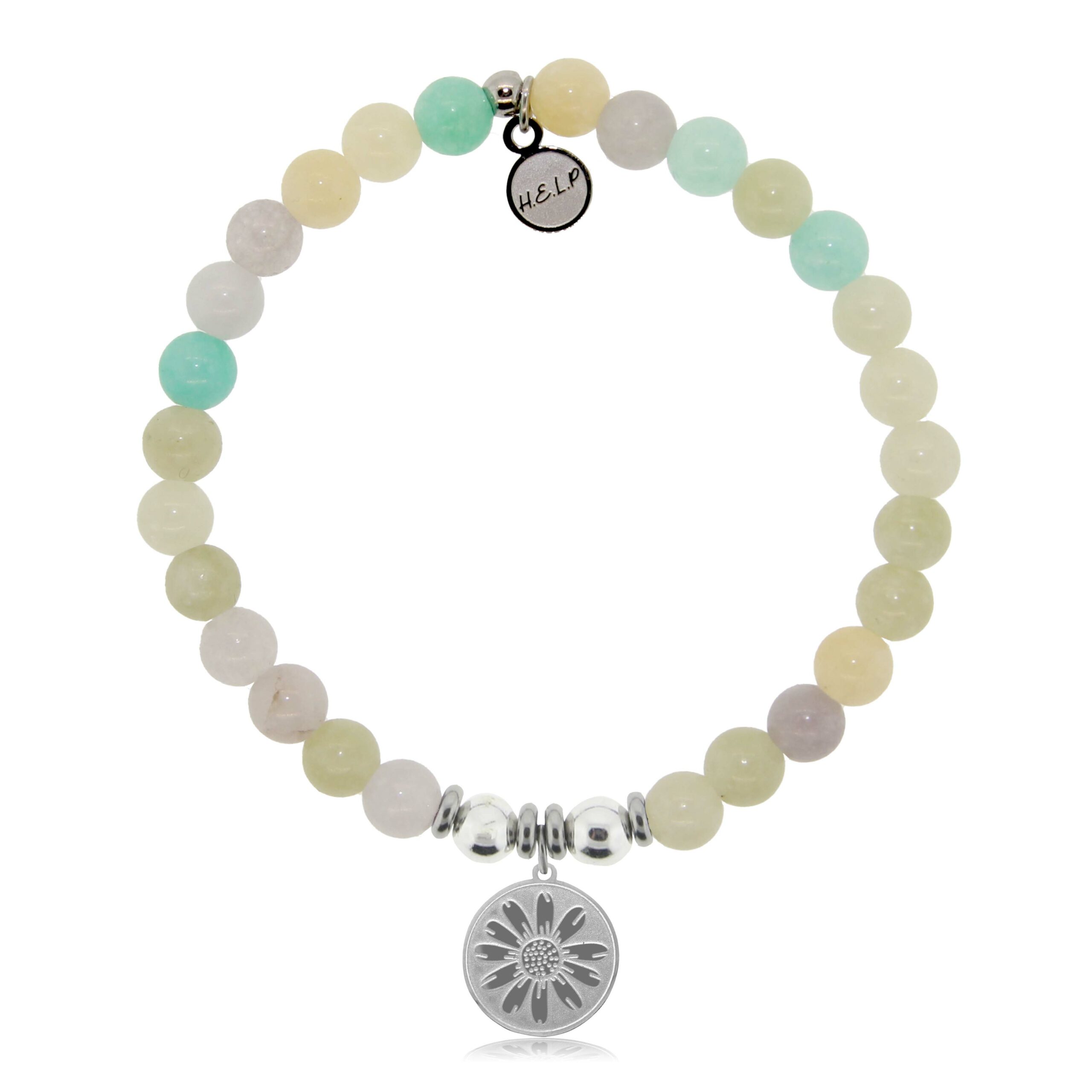 Daisy Charm with Green Yellow Jade Charity Bracelet