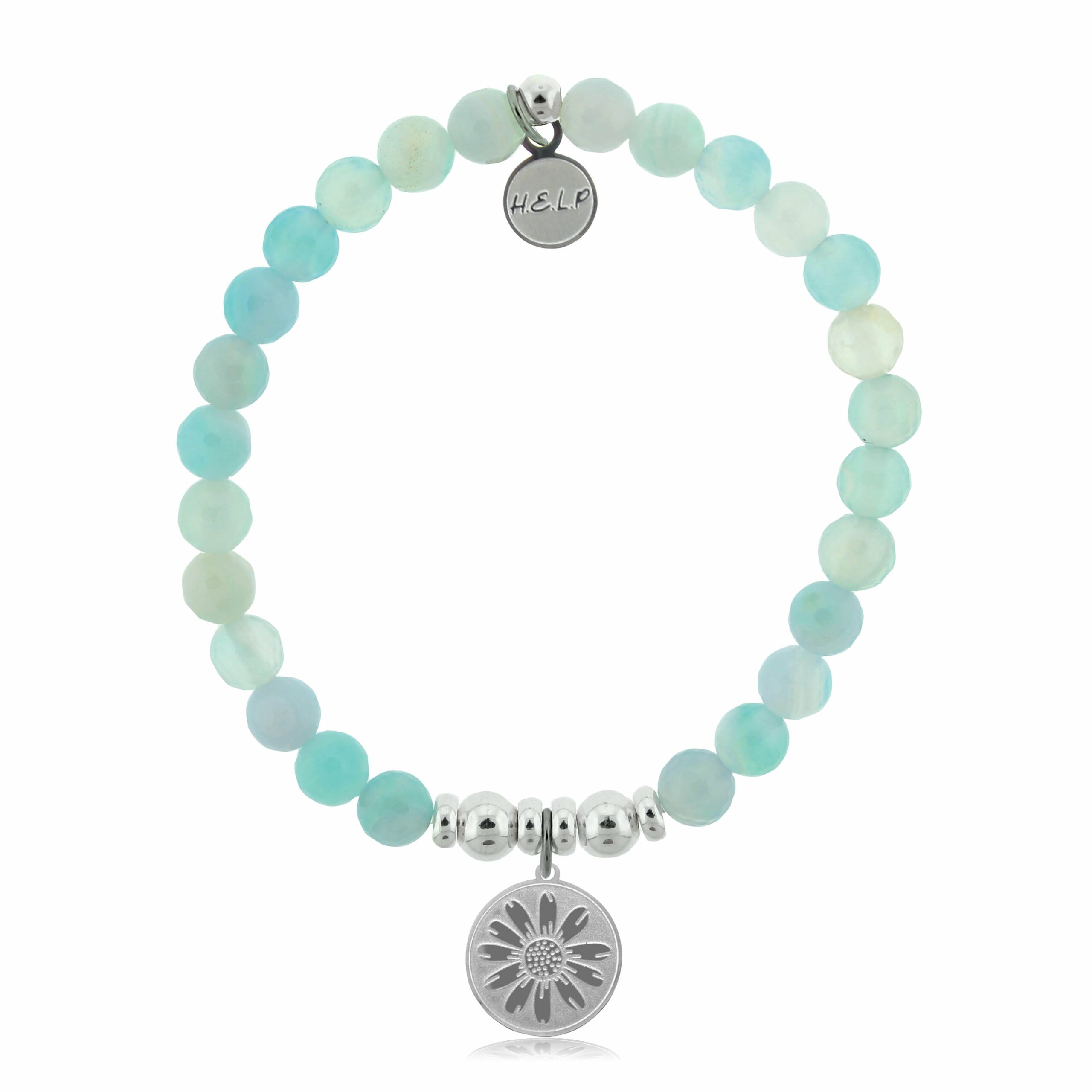 Daisy Charm with Light Blue Agate Charity Bracelet