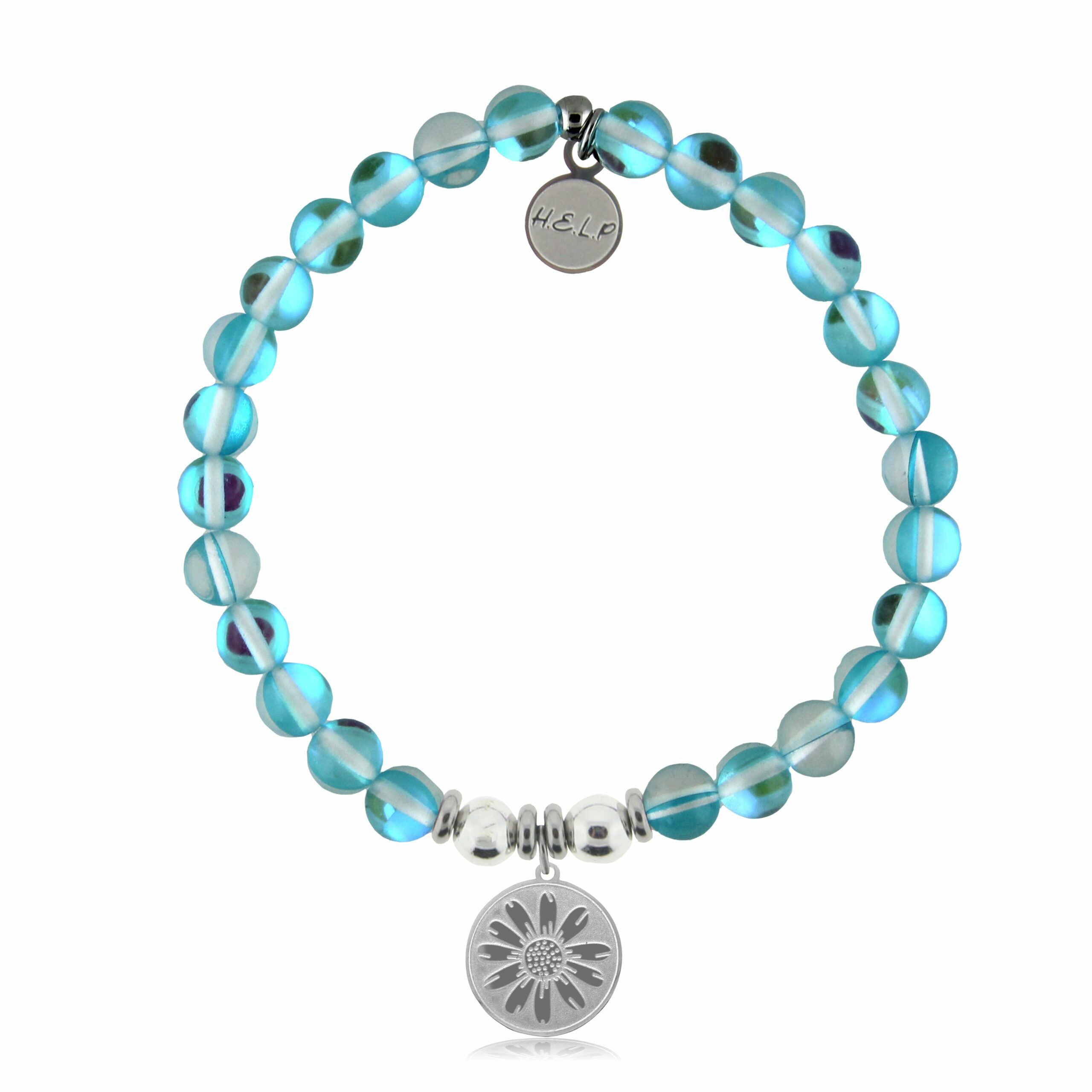 Daisy Charm with Light Blue Opalescent Charity Bracelet